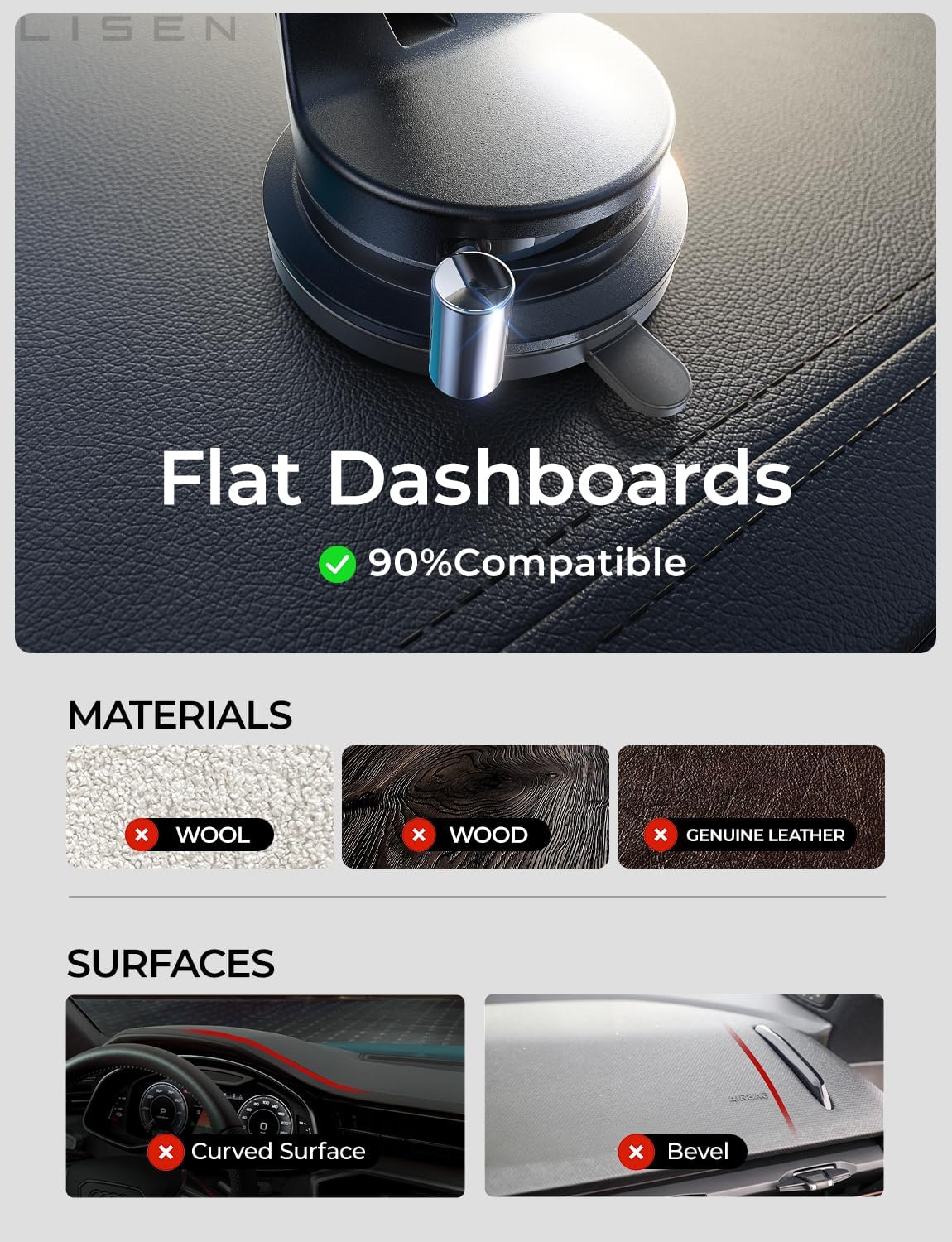 LISEN for Magsafe Car Mount, Magnetic Phone Holders for Your Car, Vacuum Phone Mount for Car Accessories for Women Men Jeep BMW, SuctionPro Gifts Kits, for iPhone 17 Pro Max 16 15 14 13 12