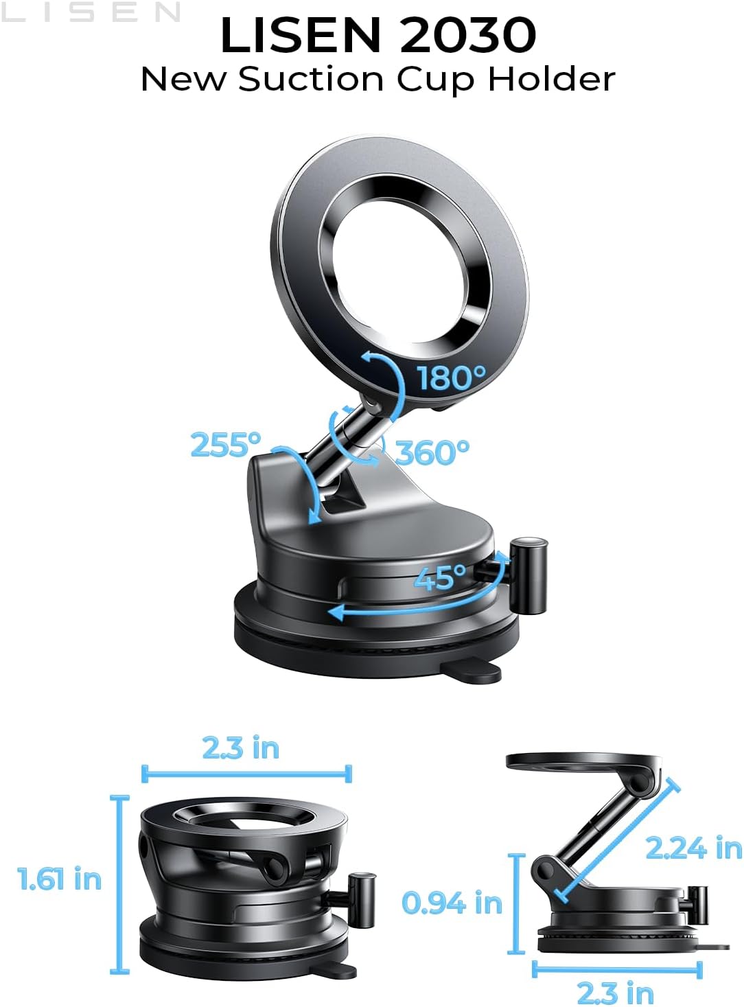 LISEN for Magsafe Car Mount, Magnetic Phone Holders for Your Car, Vacuum Phone Mount for Car Accessories for Women Men Jeep BMW, SuctionPro Gifts Kits, for iPhone 17 Pro Max 16 15 14 13 12