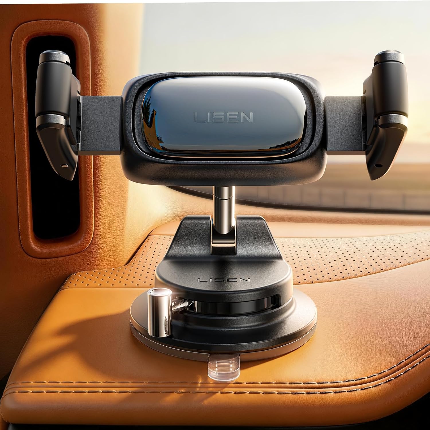 LISEN Suction Phone Mount for Car,Auto-Adjusting Phone Holder