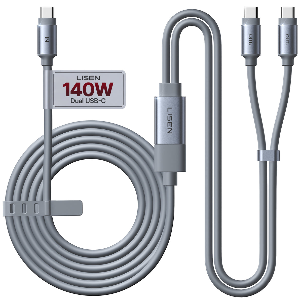 LISEN USB C Splitter 1 in 2 Out Charging,140W Max Dual USB C to USB C Cable