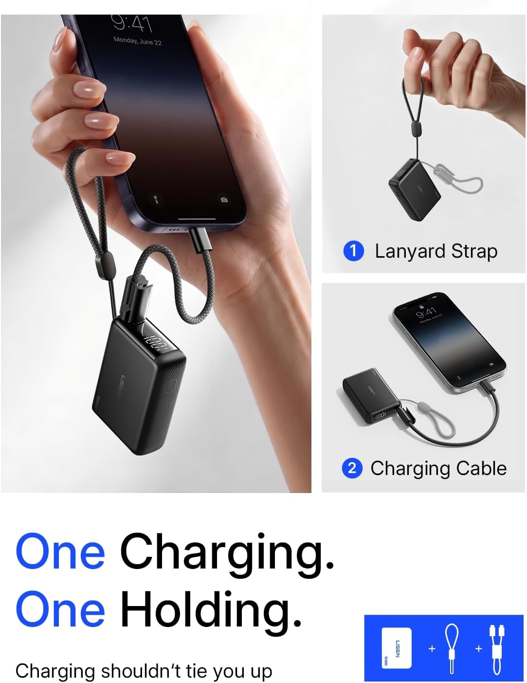LISEN P606 45W 10K Mini Power Bank with USB-C Cable