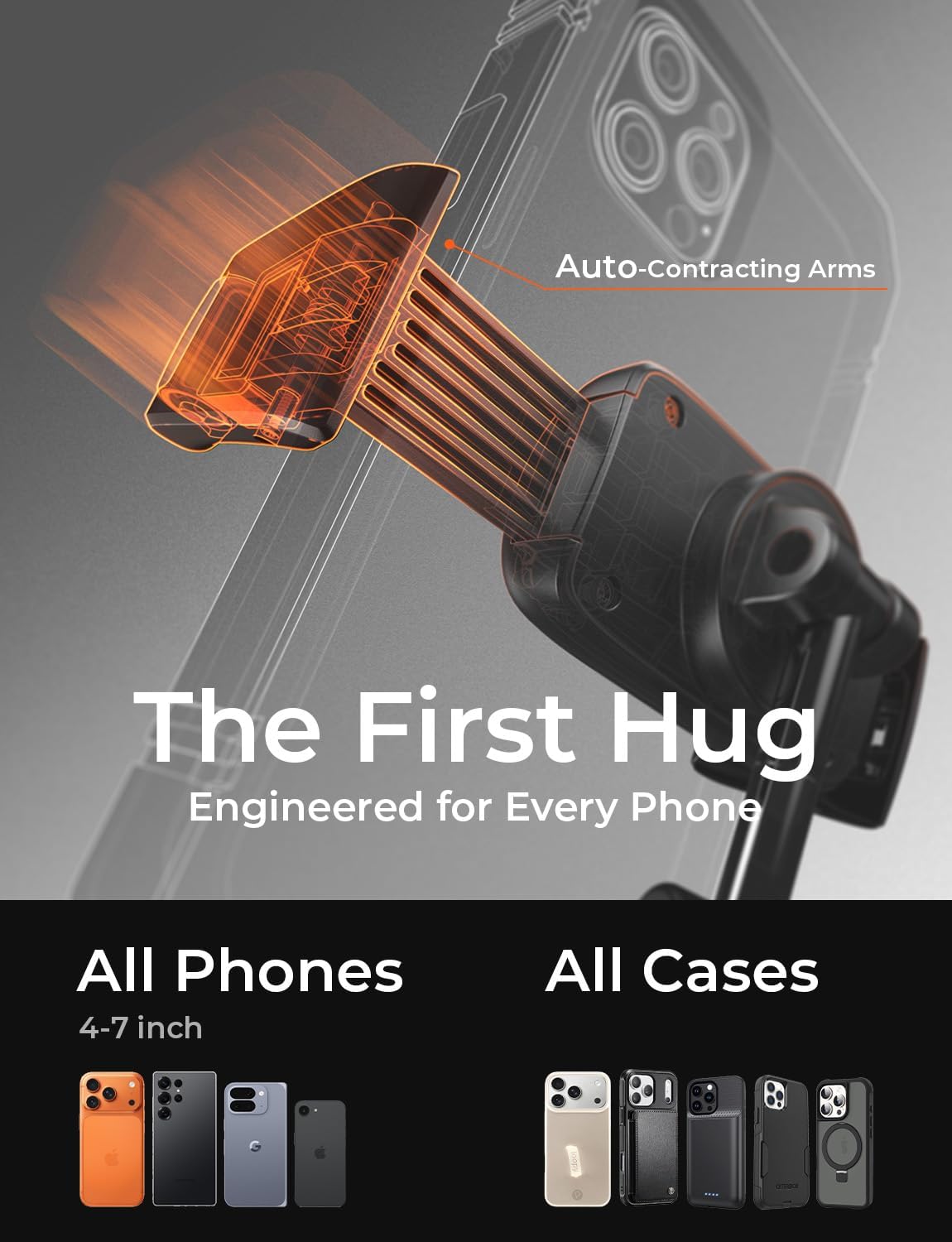 LISEN Suction Phone Mount for Car,Auto-Adjusting Phone Holder