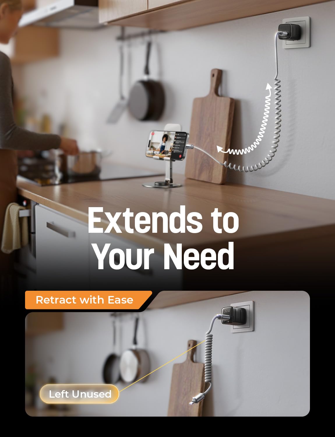 LISEN Coiled USB A to C Cable (2 Pack)