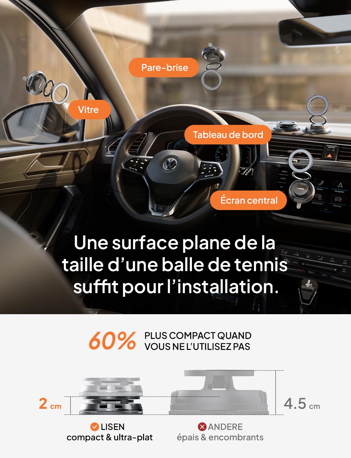 LISEN [100% Metal Magnetic Car Phone Holder for iPhone