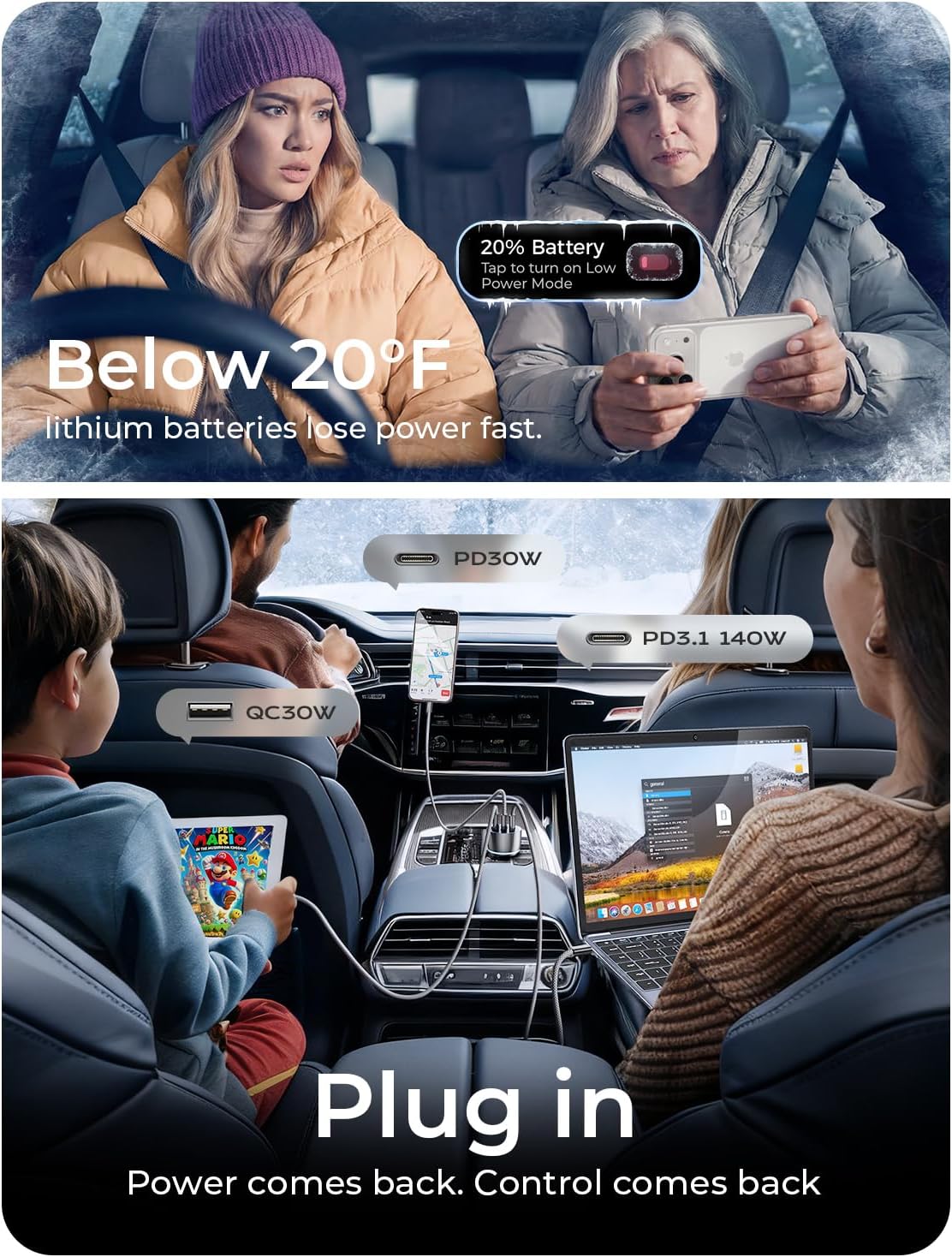 LISEN 170W Dual Port Fast Car Charger