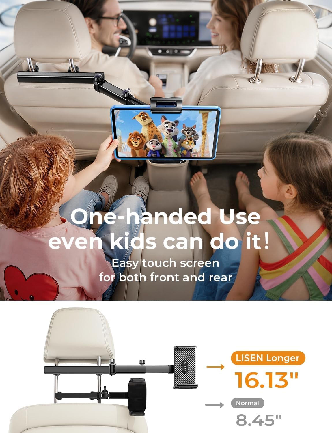 LISEN iPad Holder for Car Mount, Tablet Holder Car Headrest Kids Travel