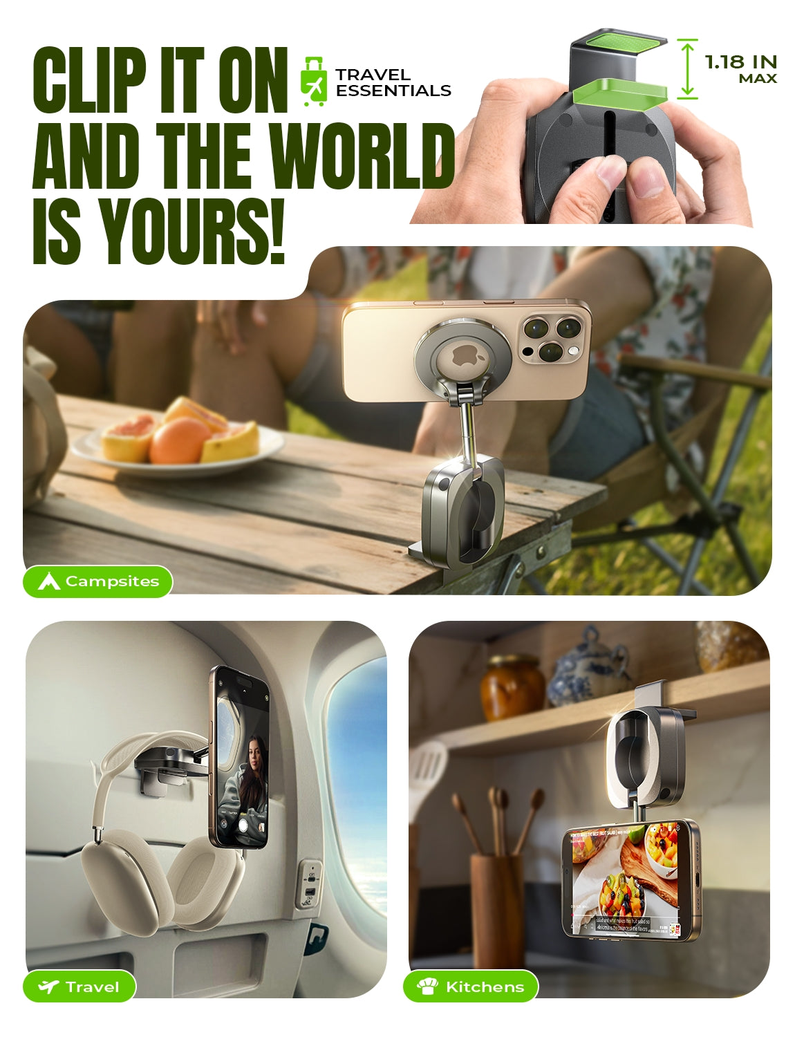 LISEN Universal Flight Airplane Phone Holder Mount for Magsafe