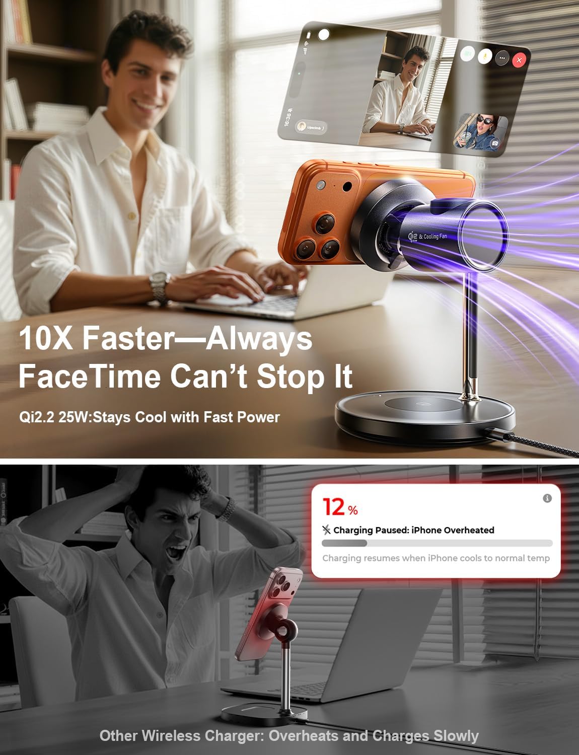 LISEN Magsafe Charger Stand, 3-in-1 Charging Station, Qi2.2 25W /Cooling Fan (On/Off Control) Magsafe Desk Charger for iPhone 17, Apple Watch, AirPods, Pixel 10 (45W Adapter Included)