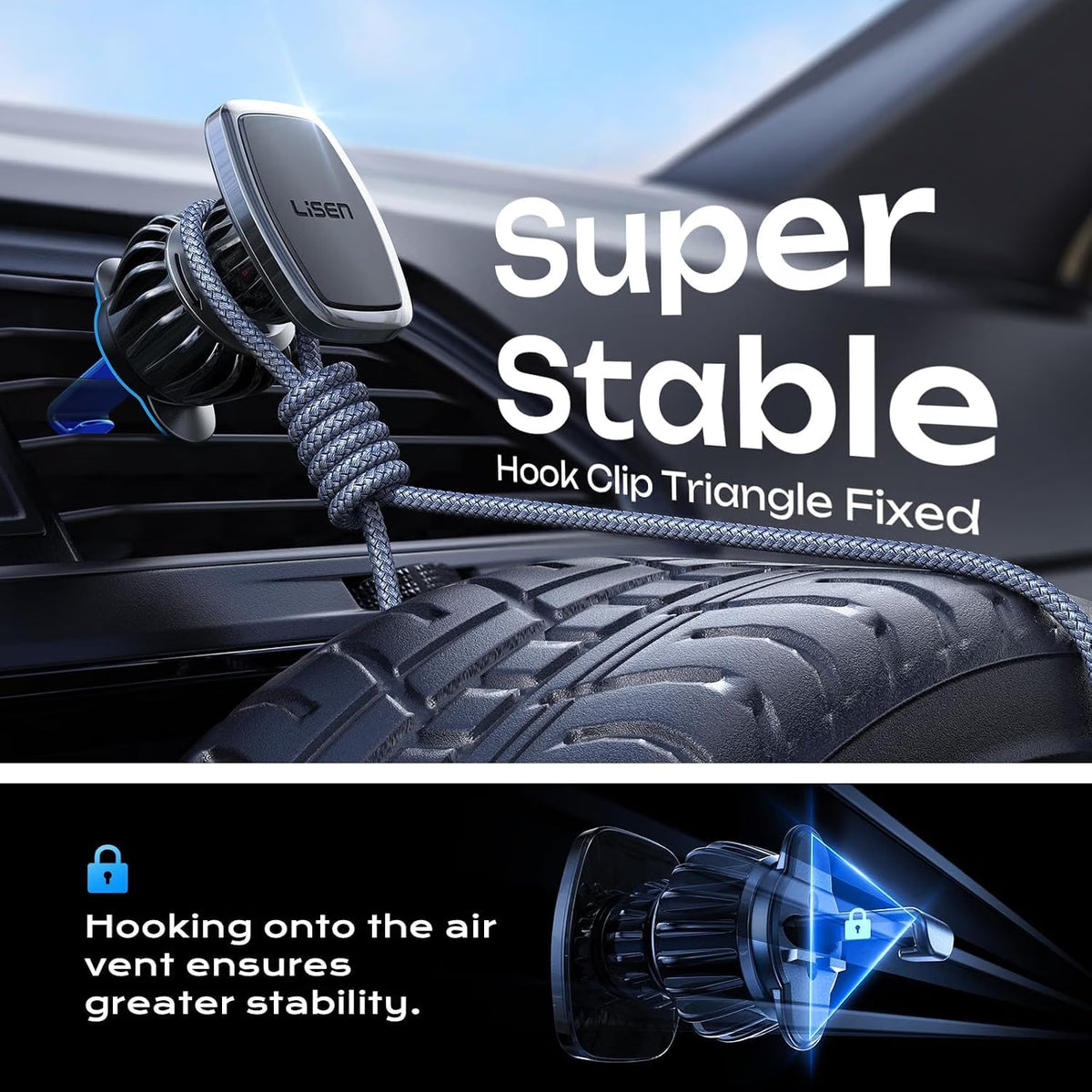 LISEN Magnetic Phone Holder for Car, Magnet Car Vent Phone Mount Holder with Ultra 6 Strong Magnets, Magnetic Car Phone Holder Mount for Car Automobile Cradles, Soporte de Telefono para carro