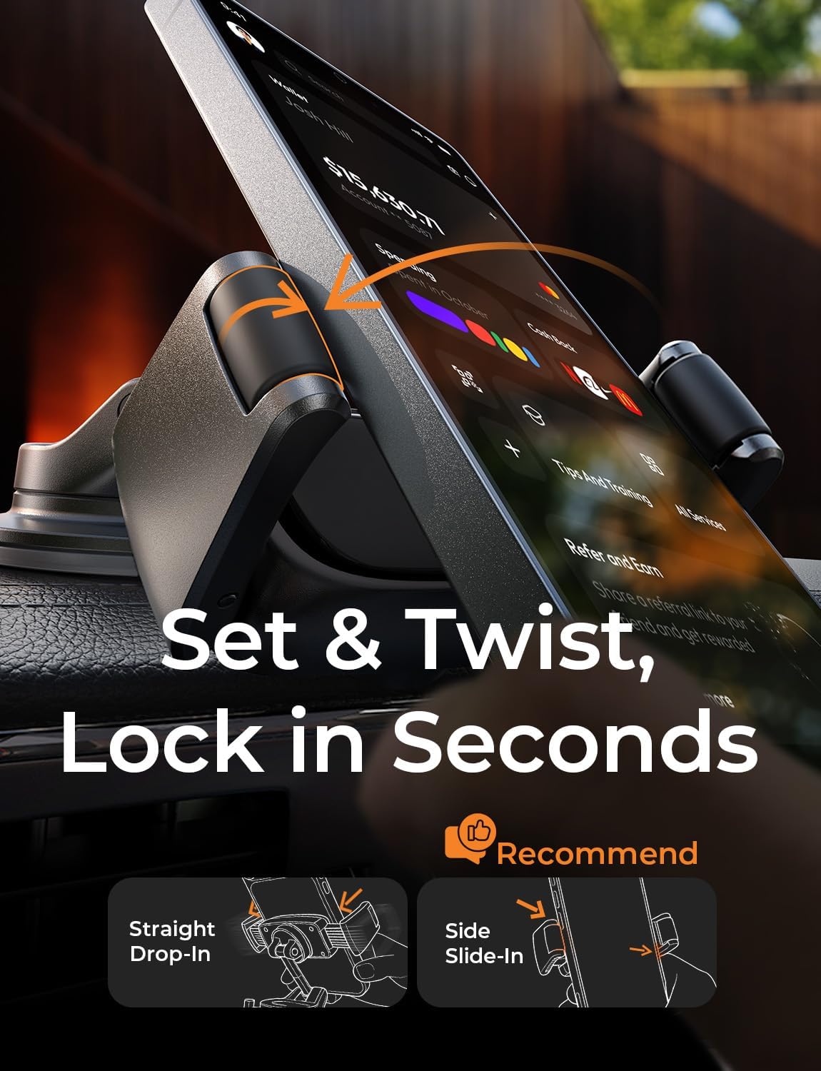 LISEN Suction Phone Mount for Car,Auto-Adjusting Phone Holder