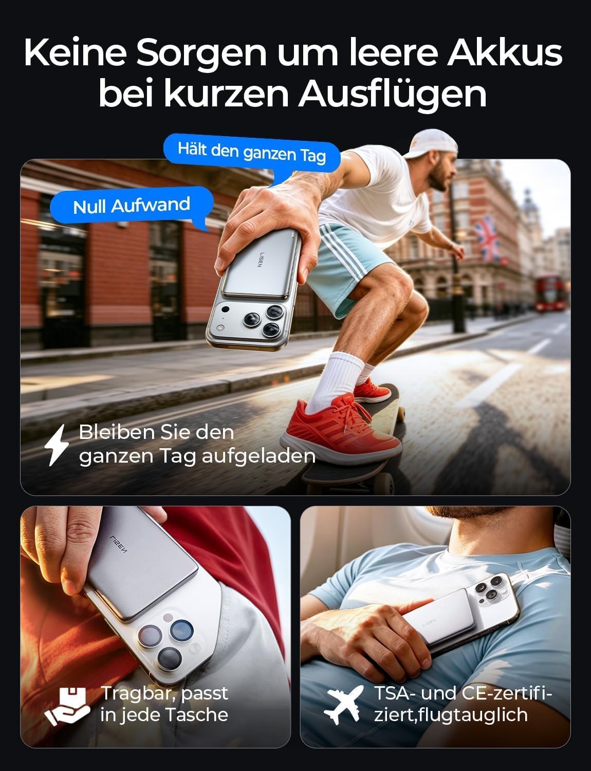 LISEN Qi2.0 15W Magsafe Powerbank Slim 5000mAh fĂŒr iPhone 18 Pro Max