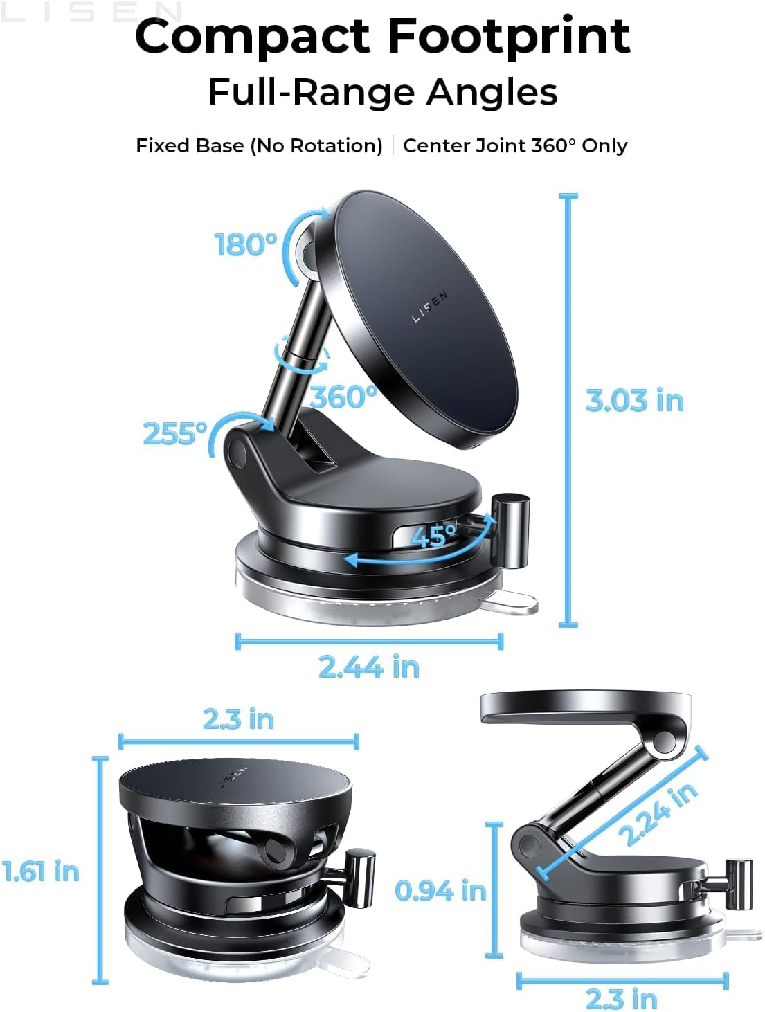 LISEN 15W Magsafe カーマウント充電器