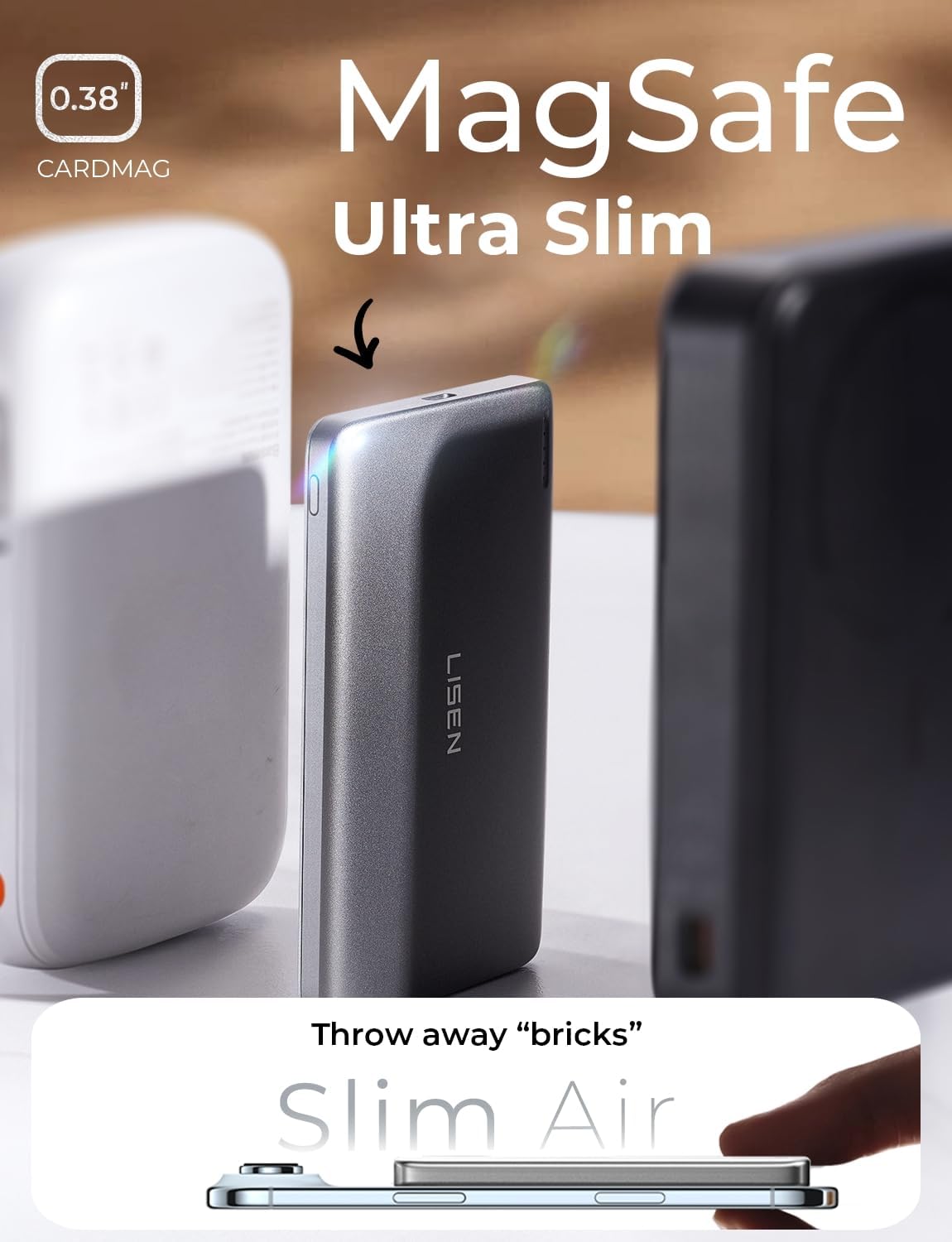 LISEN Ultra Slim MagSafe Power Bank 5000mAh