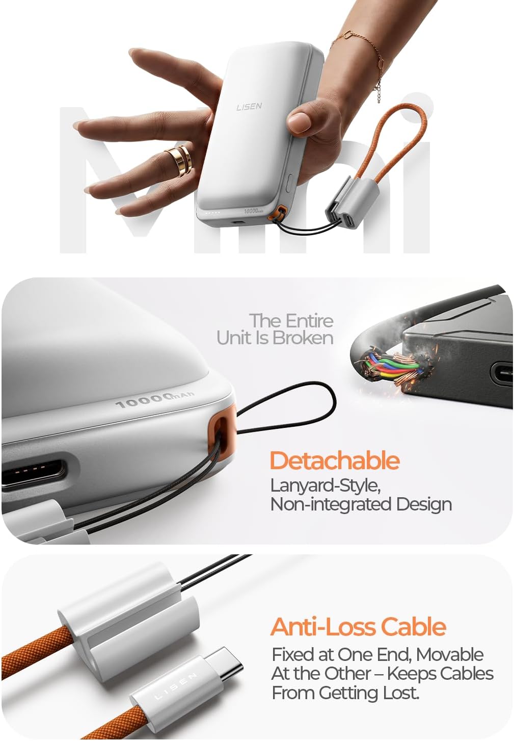 LISEN Qi2.2 25W for Magsafe Power Bank (White)