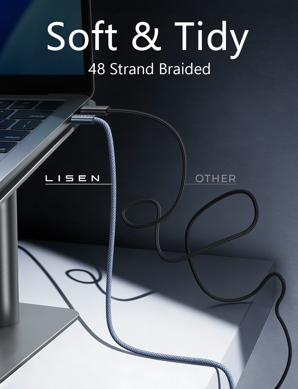 LISEN USB C to USB C Cable, 240W Fast Charging Type C Charger Cord (6.6FT)