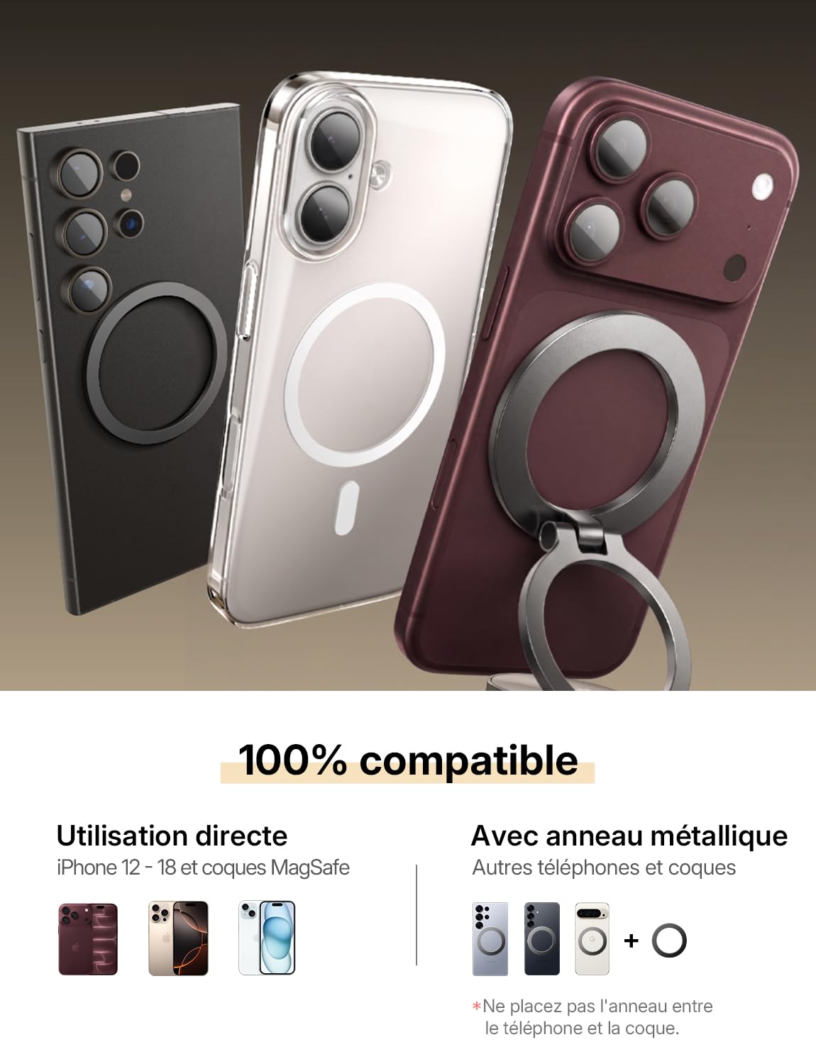LISEN [100% Metal Magnetic Car Phone Holder for iPhone