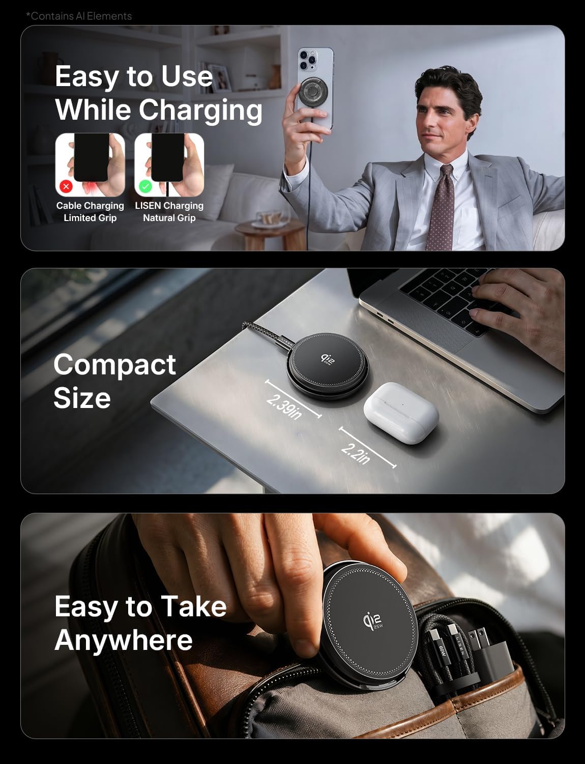 LISEN Qi2.2 25W MagSafe Wireless Charger for iPhone 17/16, Not for Android
