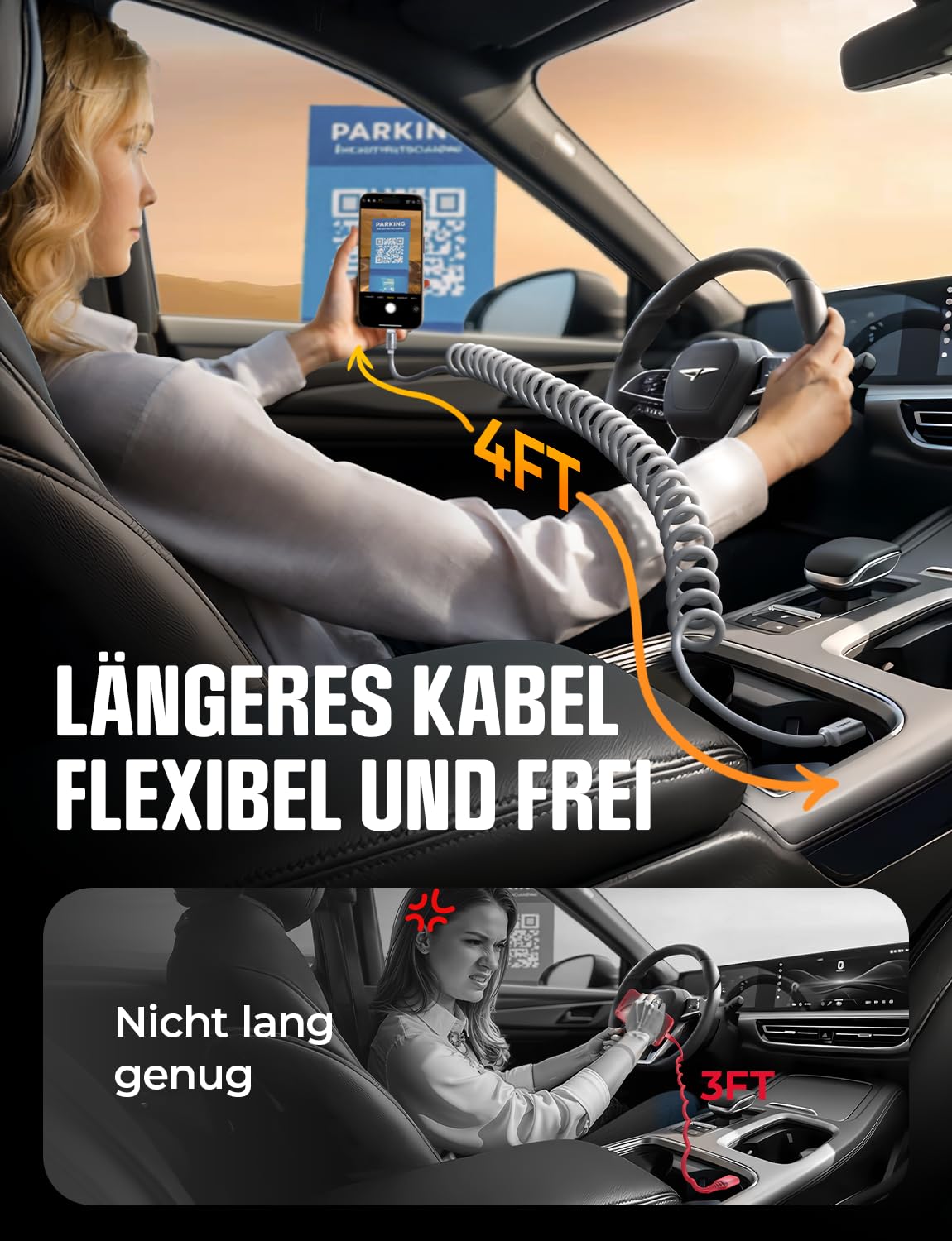 LISEN Aufgerolltes USB-C Kabel 2-Pack