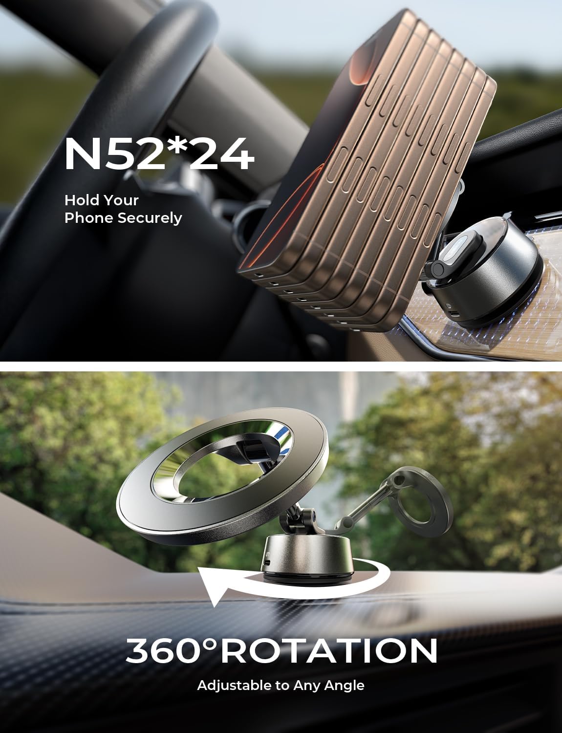 LISEN 2026 Auto Vacuum 3.0 Suction MagSafe Car Mount