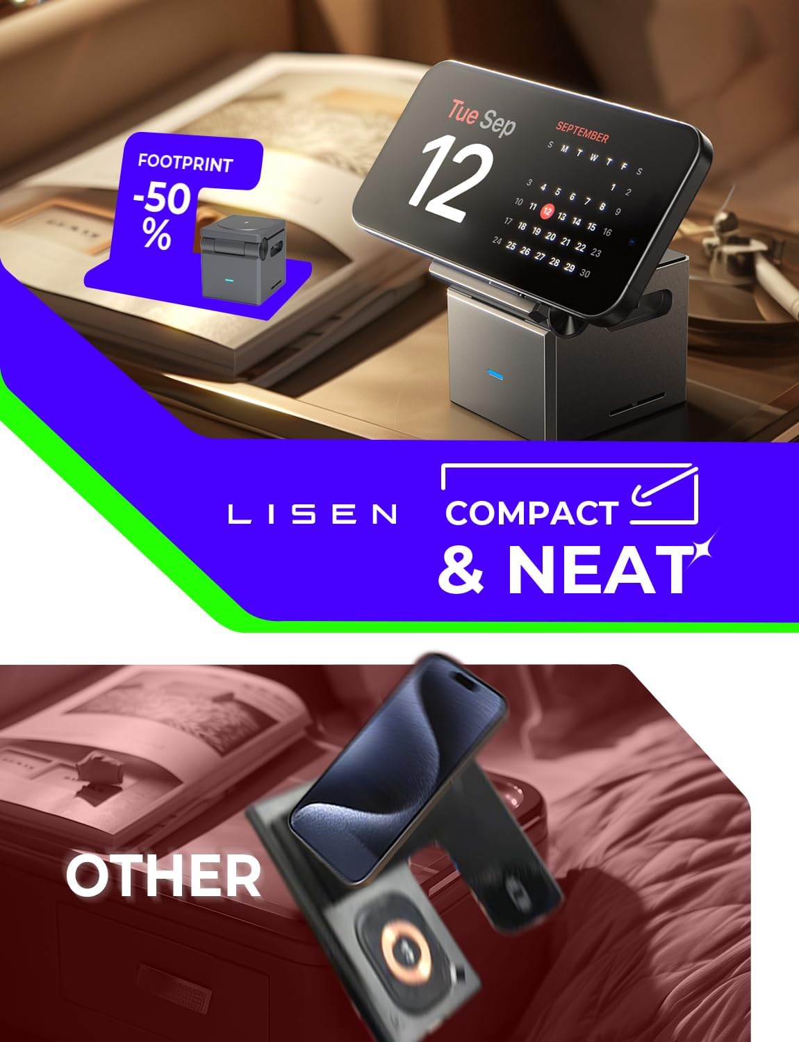 LISEN 3 in 1 Charging Station for Apple