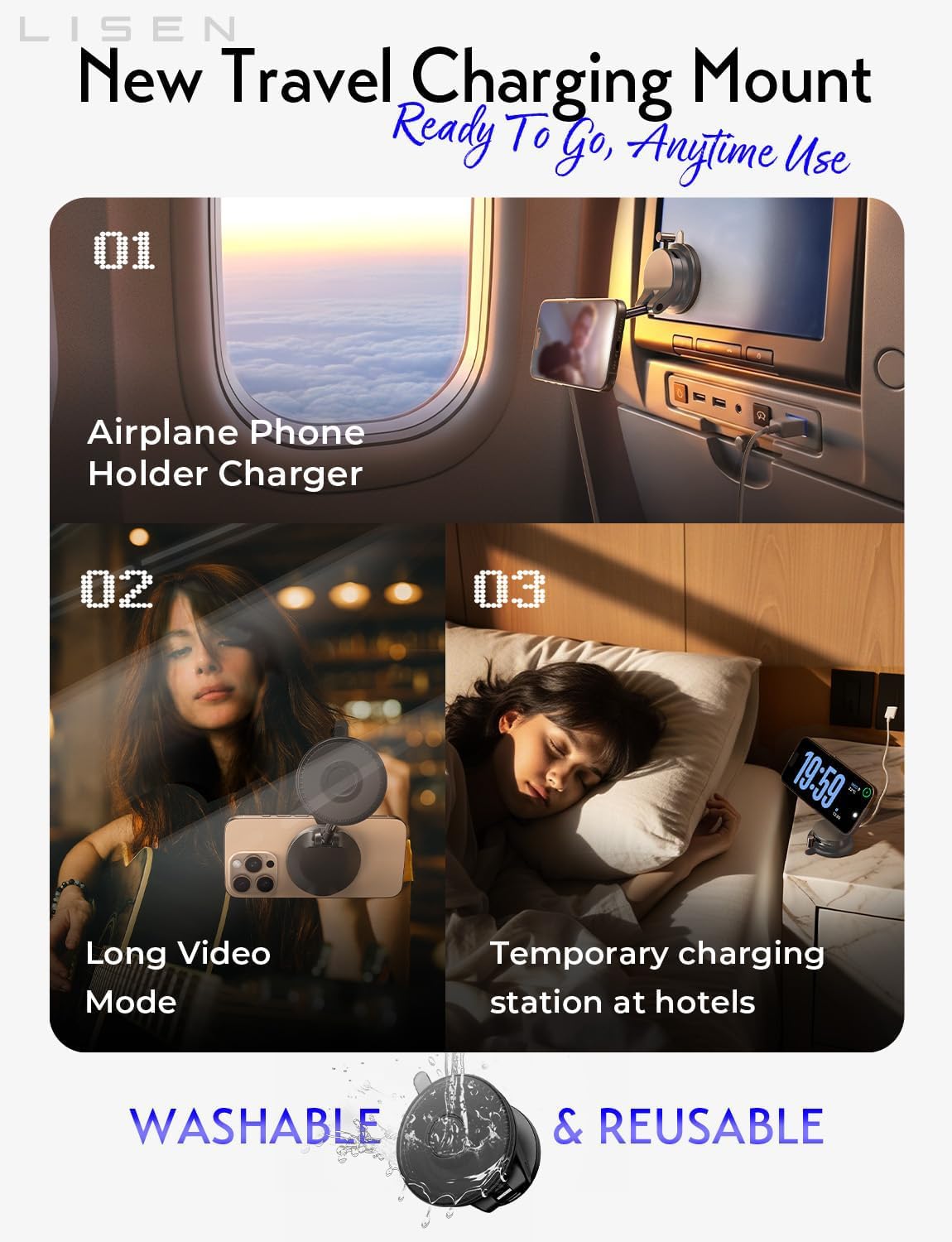 LISEN 15W Magsafe カーマウント充電器