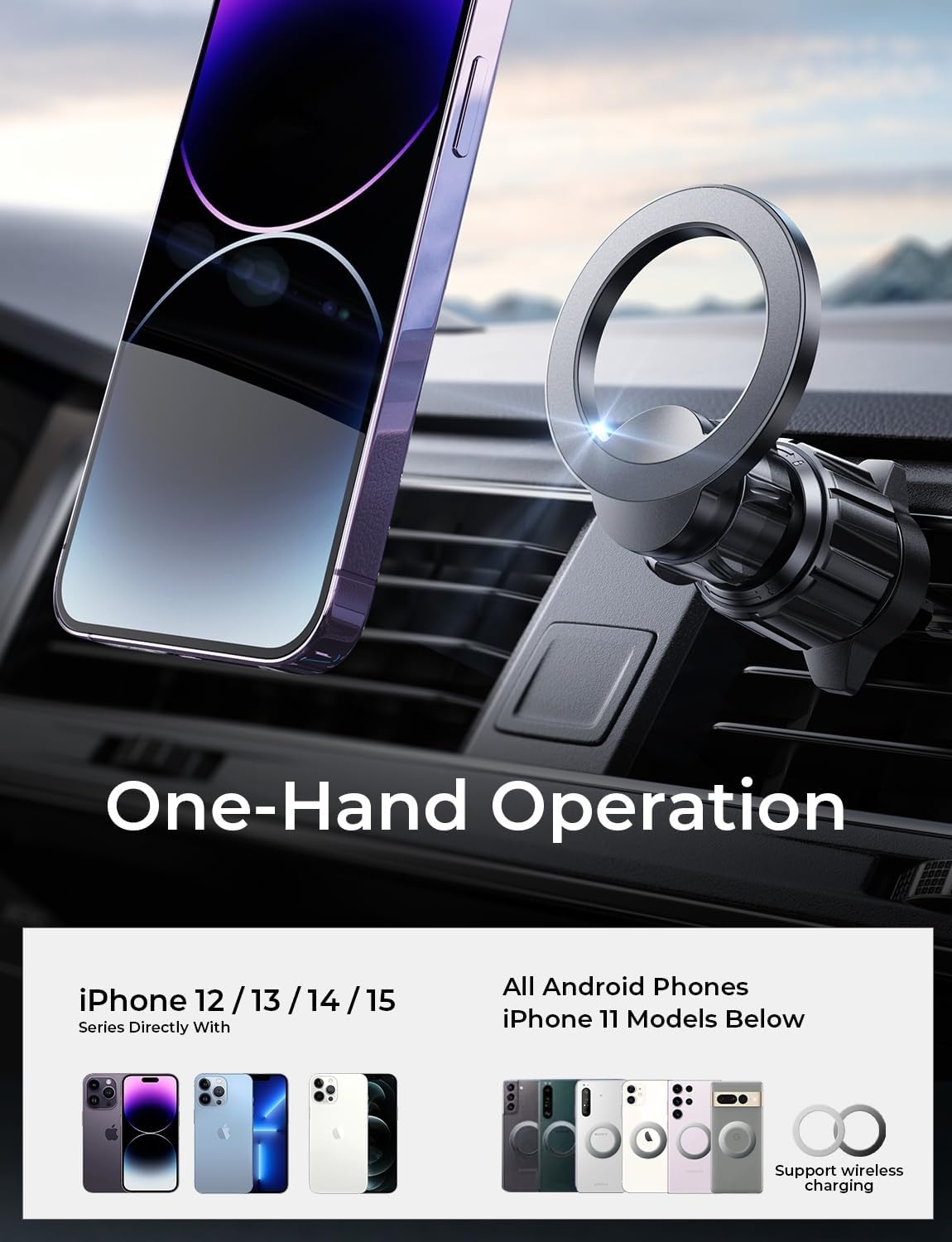 LISEN 2 Pack MagSafe Car Mount Air Vent Phone Holder