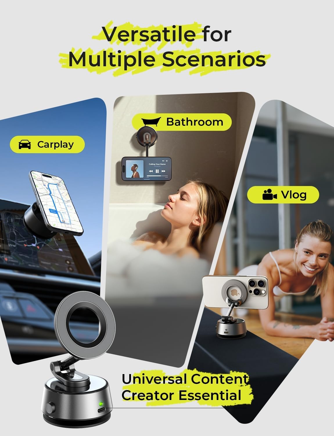 LISEN 2026 Auto Vacuum 3.0 Suction MagSafe Car Mount