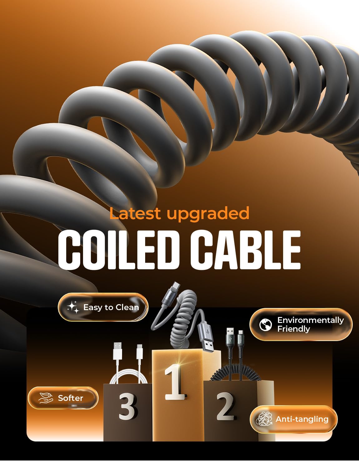 LISEN Coiled USB C Cable