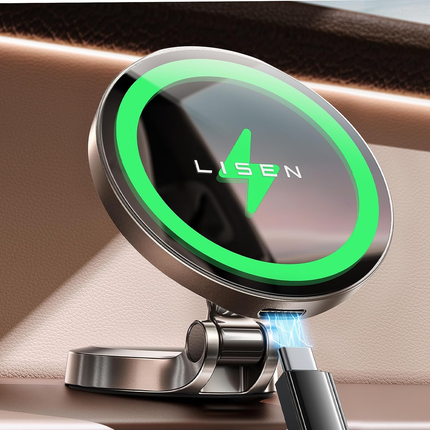 Lisen 車載ダッシュボード用 Magsafe マウント充電器