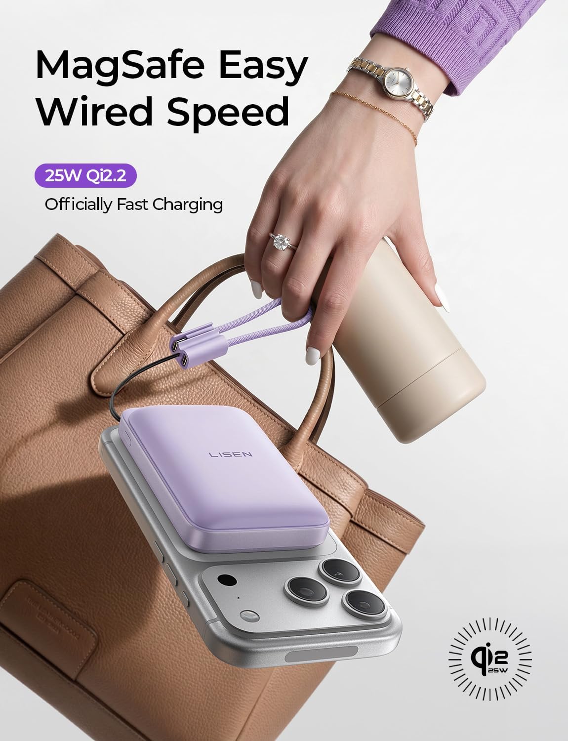 LISEN Qi2.2 25W for Magsafe Power Bank (Purple)