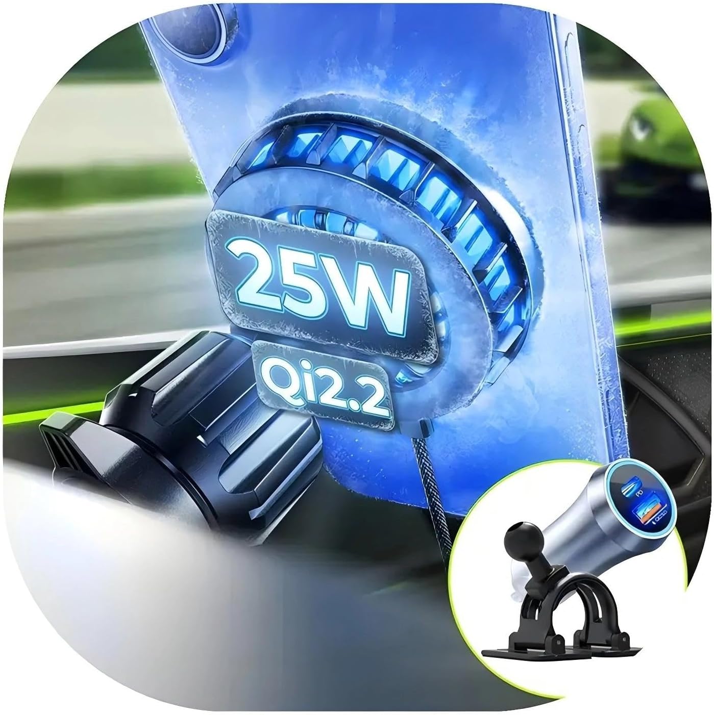 LISEN Qi2.2 25W MagSafe Car Mount Charger, TEC Cooling for iPhone 12‑17