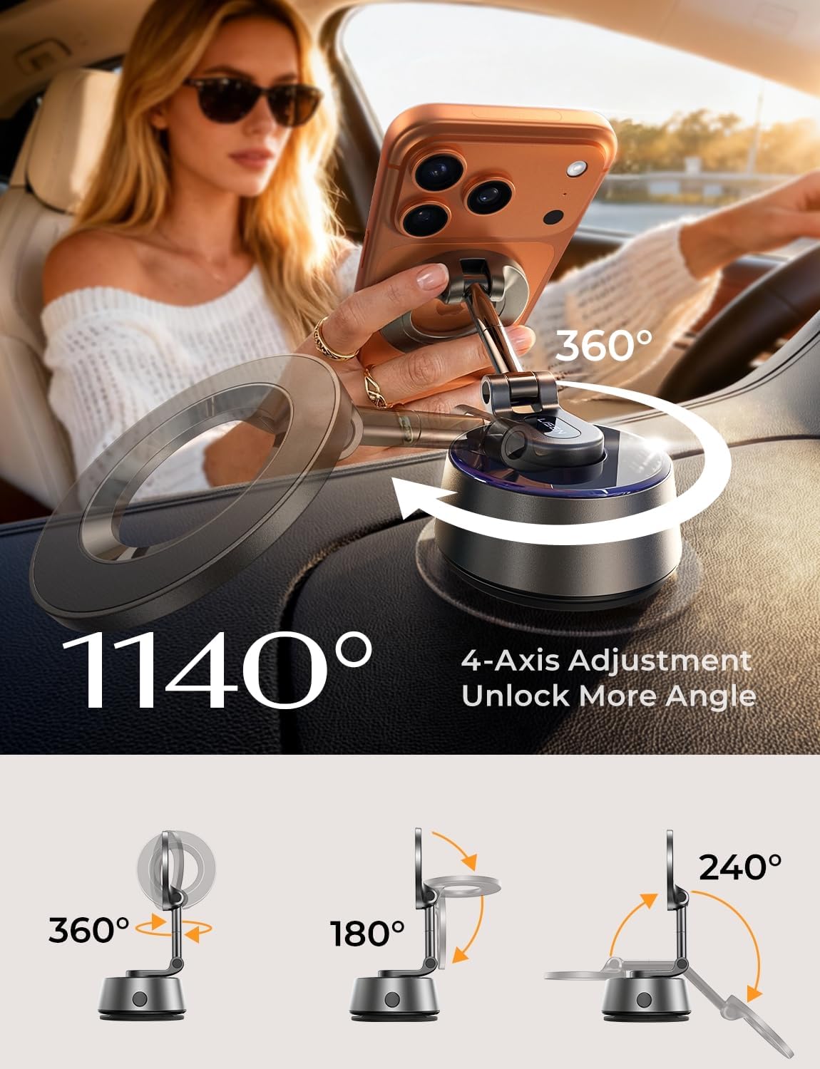 LISEN Suction Phone Mount【2026 Auto Vacuum 3.0】