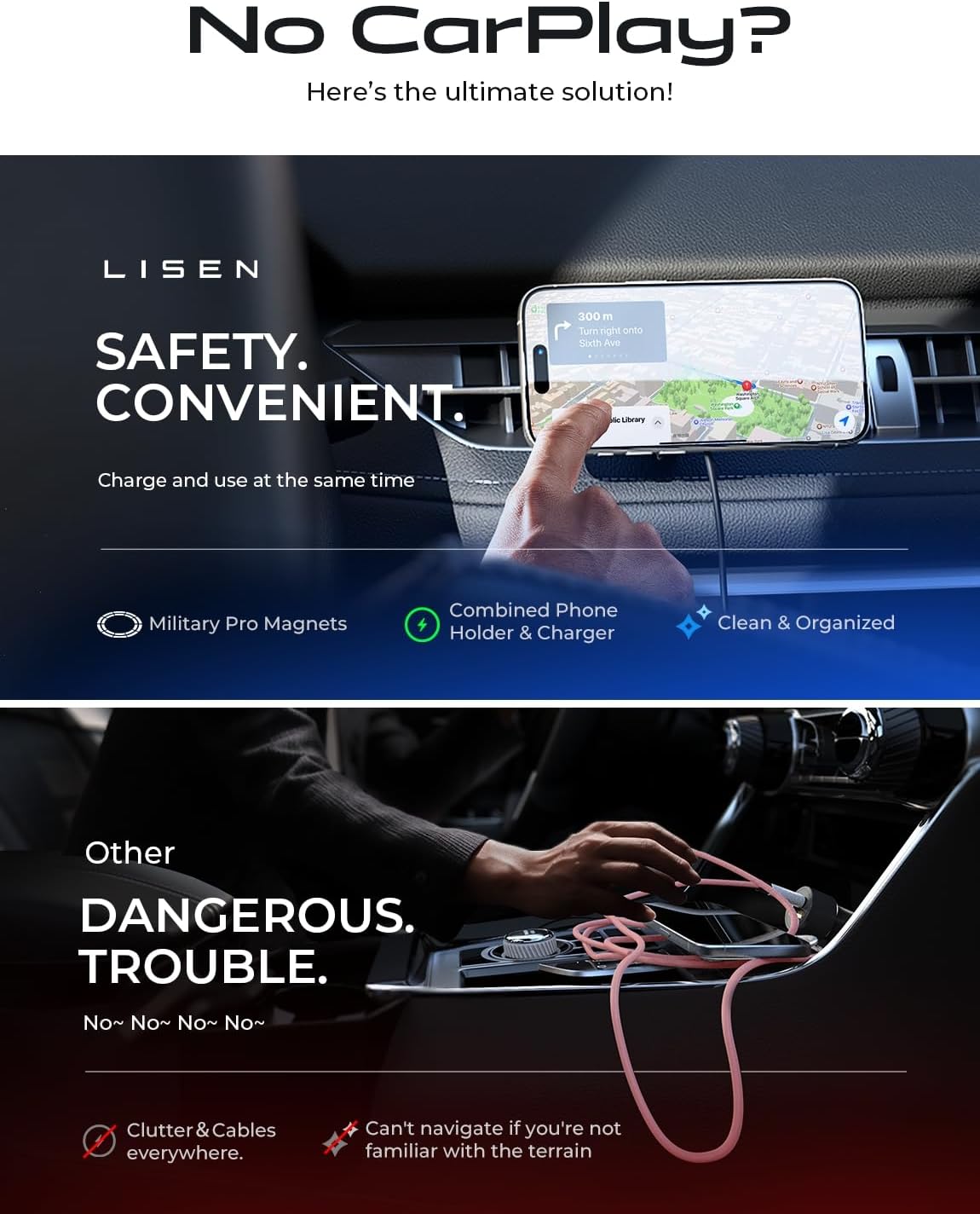 Lisen Magsafe 車載ワイヤレス充電器