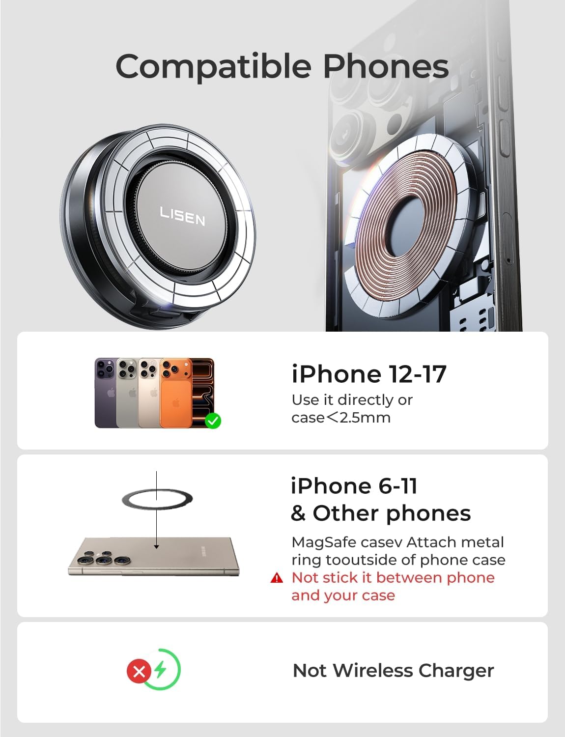 LISEN Metal Car Phone Holder