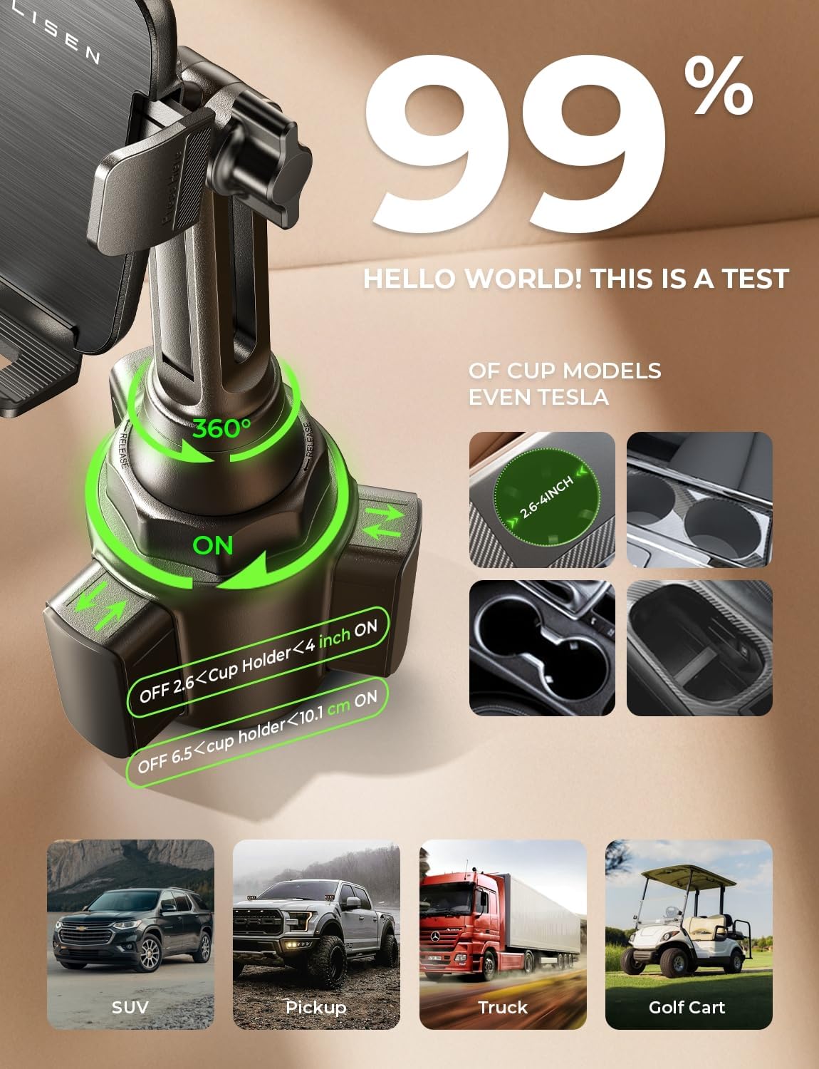 Lisen Cup Holder Phone Mount for Car