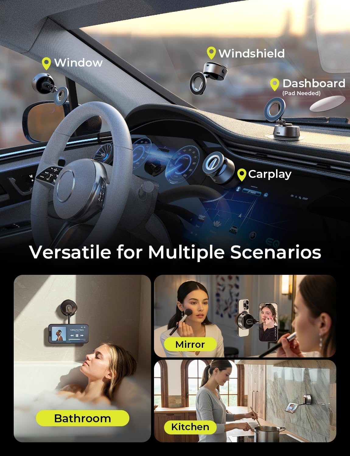 LISEN 2026 Auto Vacuum 3.0 Suction MagSafe Car Mount