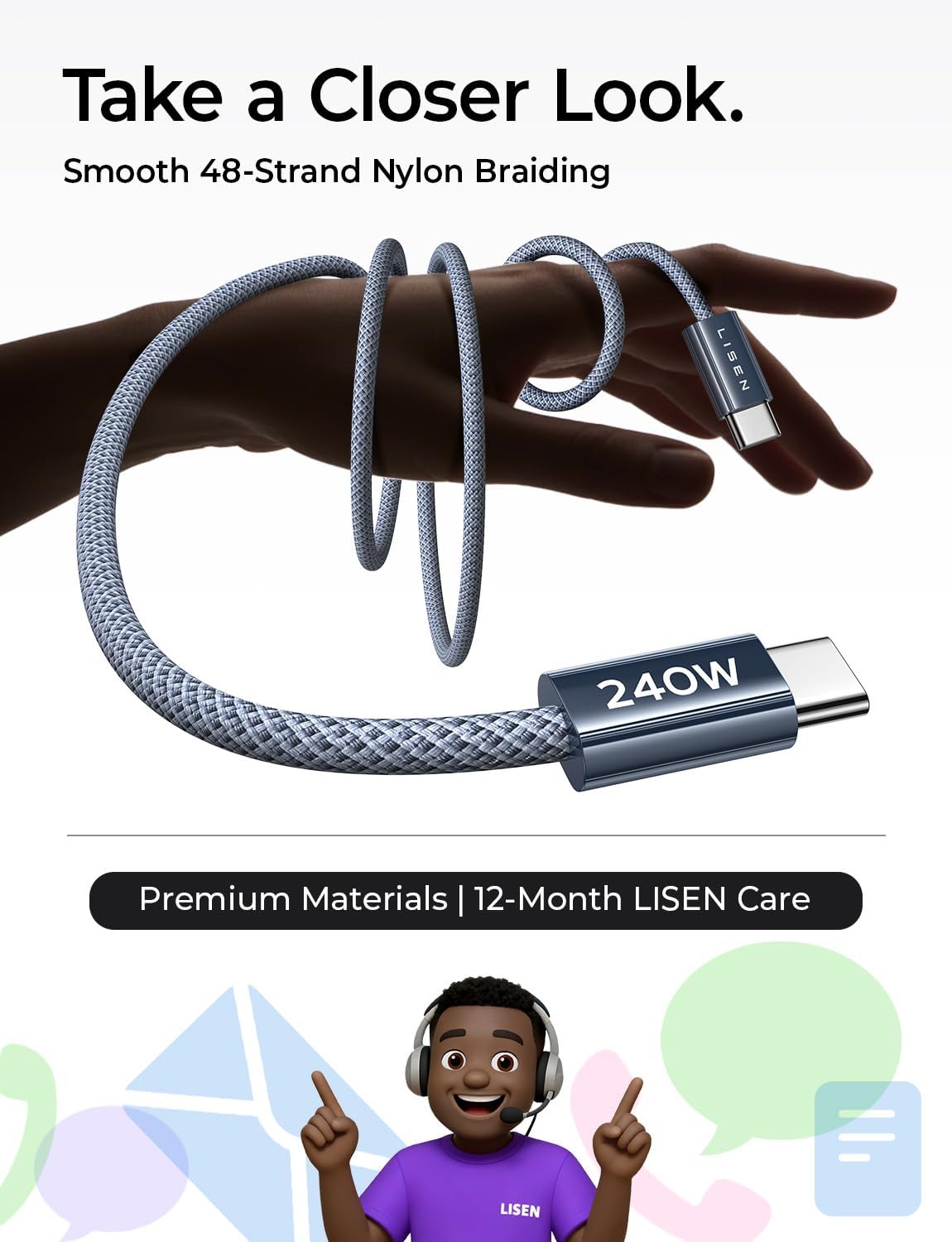 LISEN USB C Cable 240W