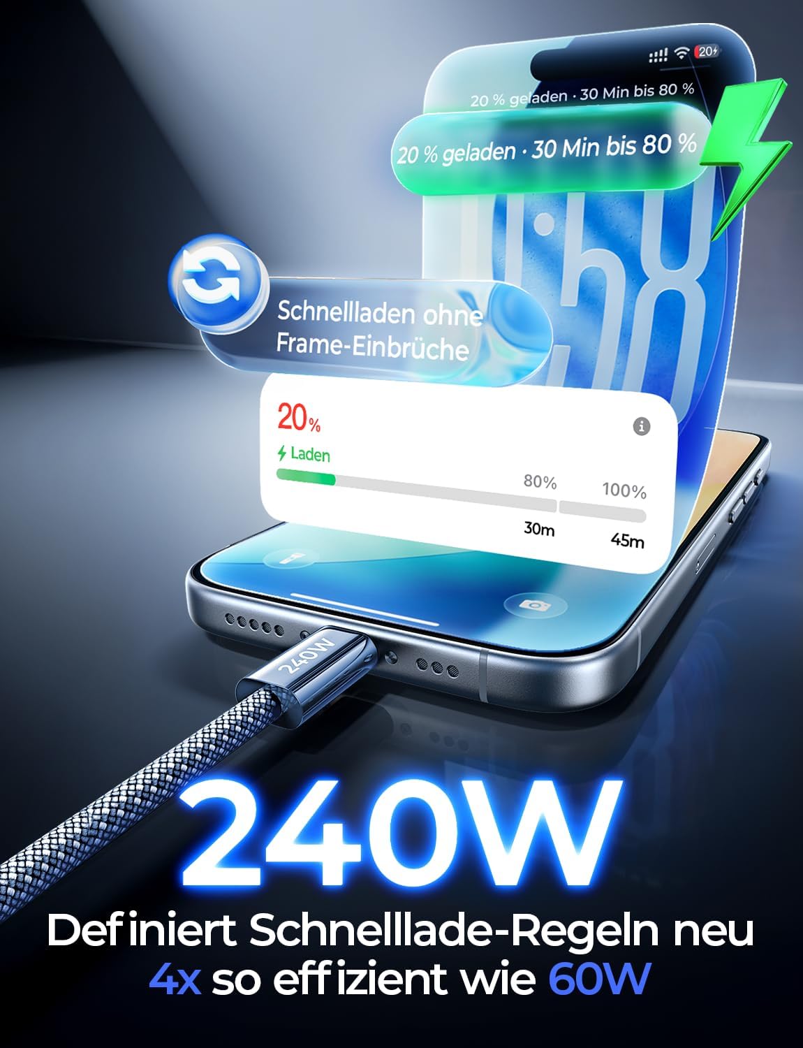 LISEN USB-C-zu-USB-C-Kabel, 240-W-Schnellladekabel (6,6 Fuß, 2er-Pack)