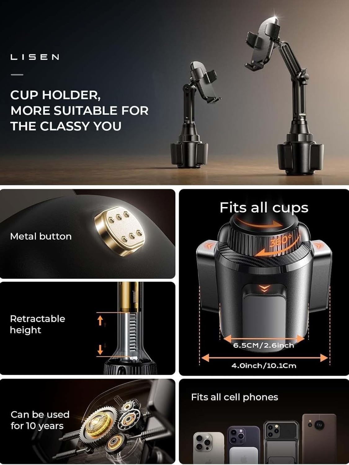 Lisen Cup Holder Phone Mount for Car