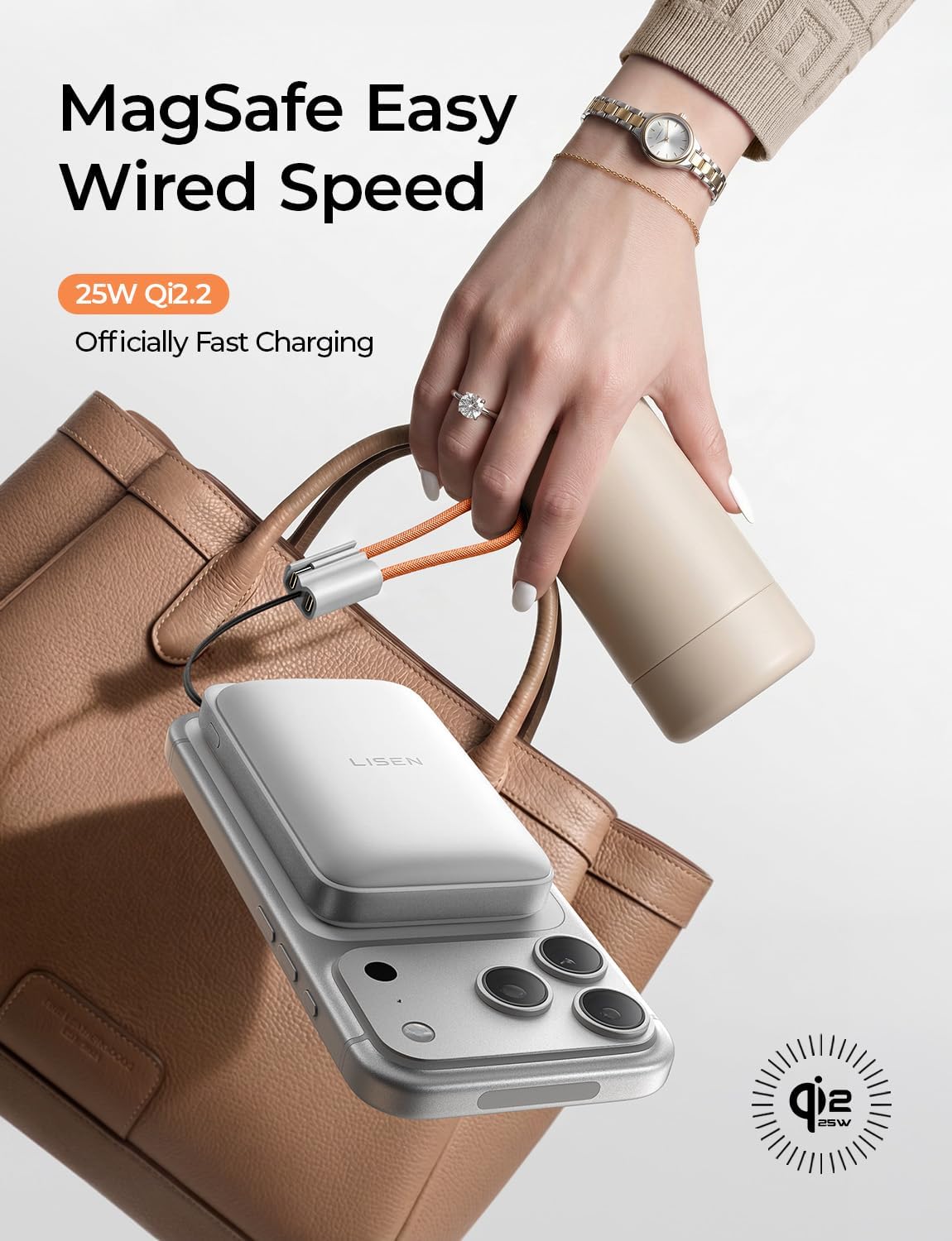 LISEN Qi2.2 25W for Magsafe Power Bank (White)
