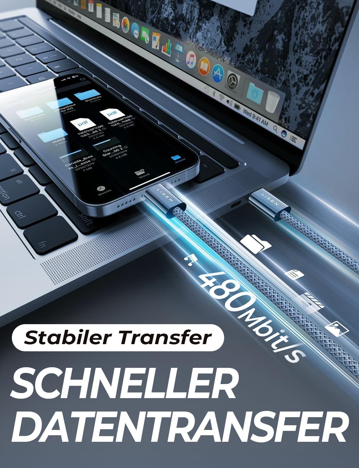 LISEN USB-C-zu-USB-C-Kabel, 240-W-Schnellladekabel (6,6 Fuß, 2er-Pack)