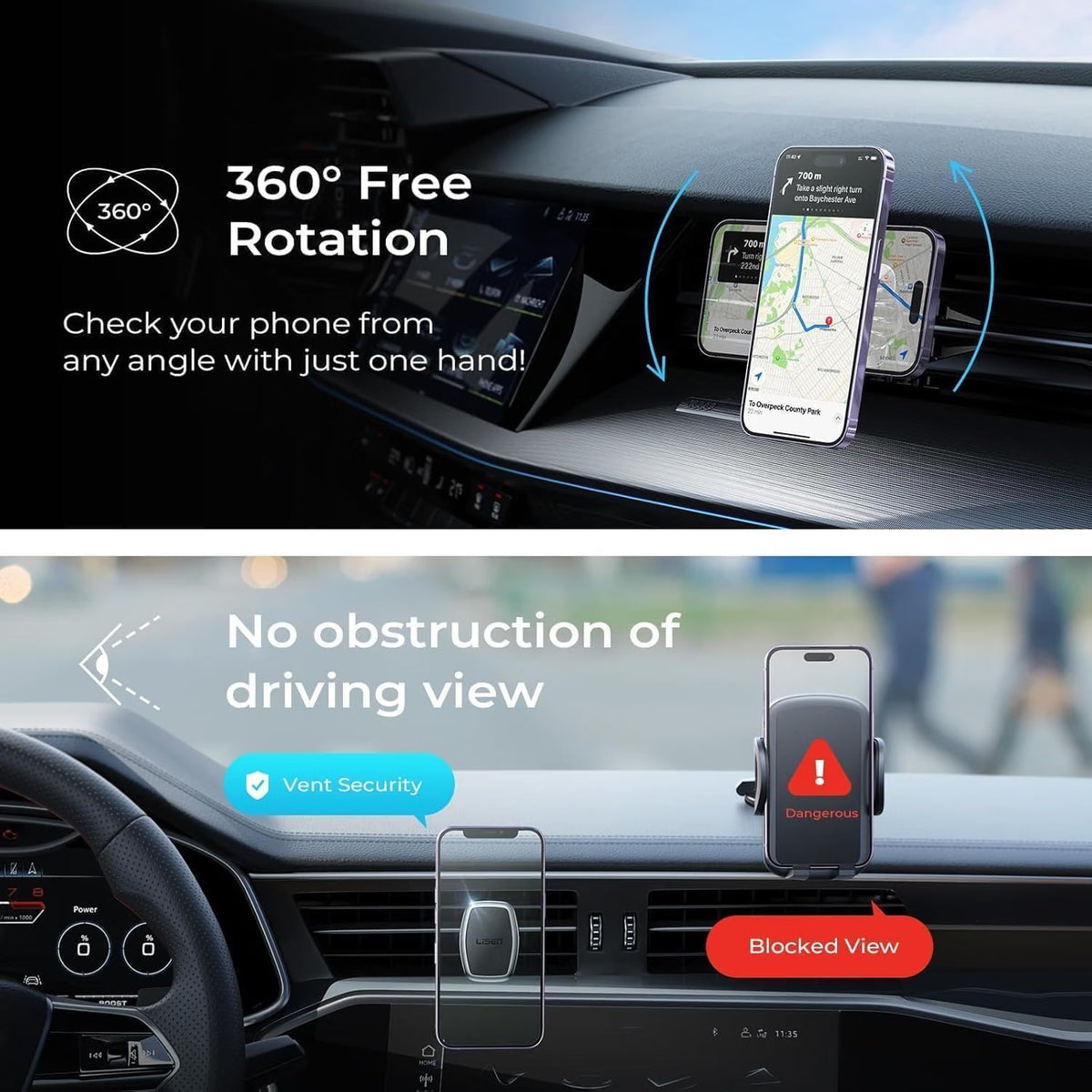 LISEN Magnetic Phone Holder for Car, Magnet Car Vent Phone Mount Holder with Ultra 6 Strong Magnets, Magnetic Car Phone Holder Mount for Car Automobile Cradles, Soporte de Telefono para carro