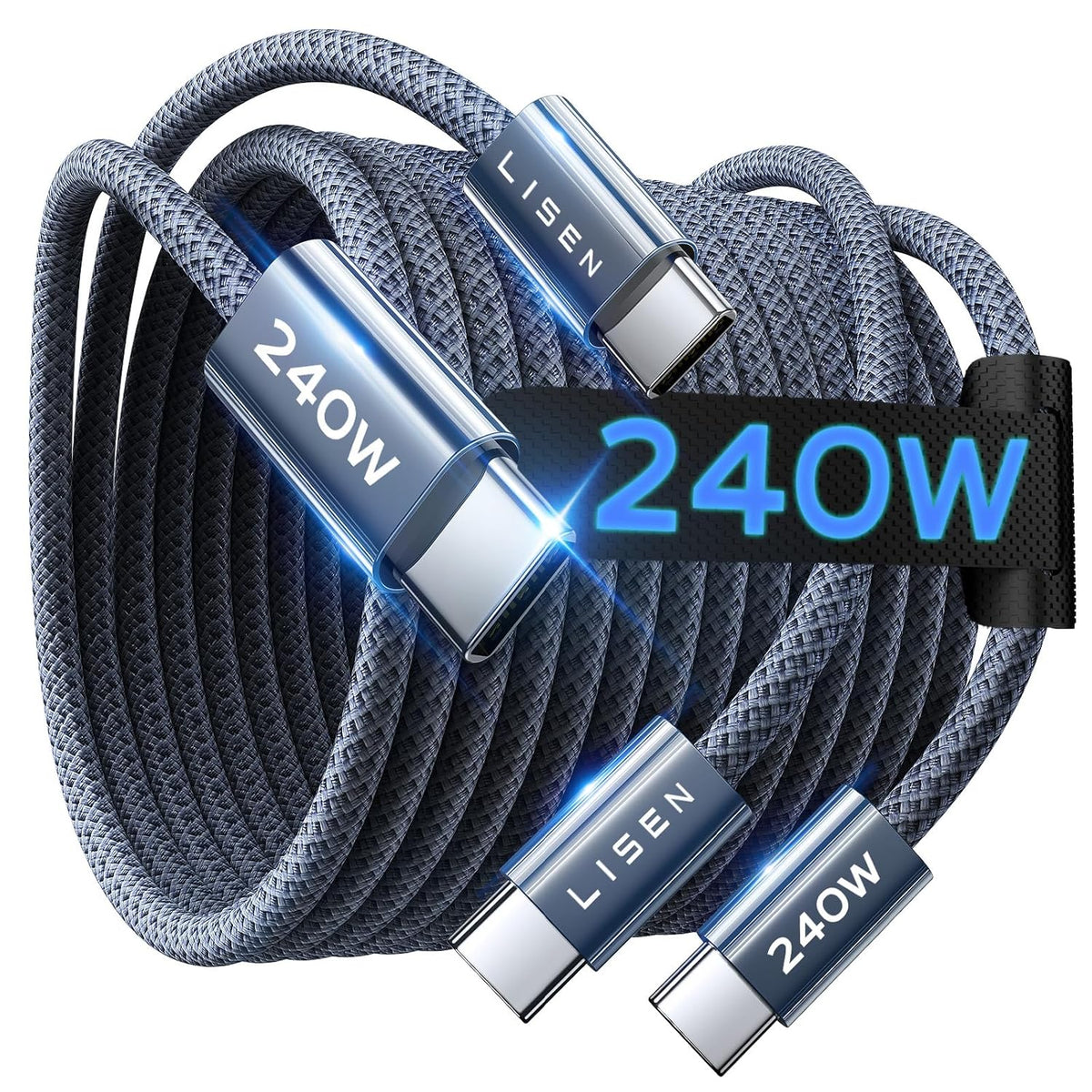 LISEN USB C to USB C Cable, 240W Fast Charging Type C Charger Cord (6.6FT)