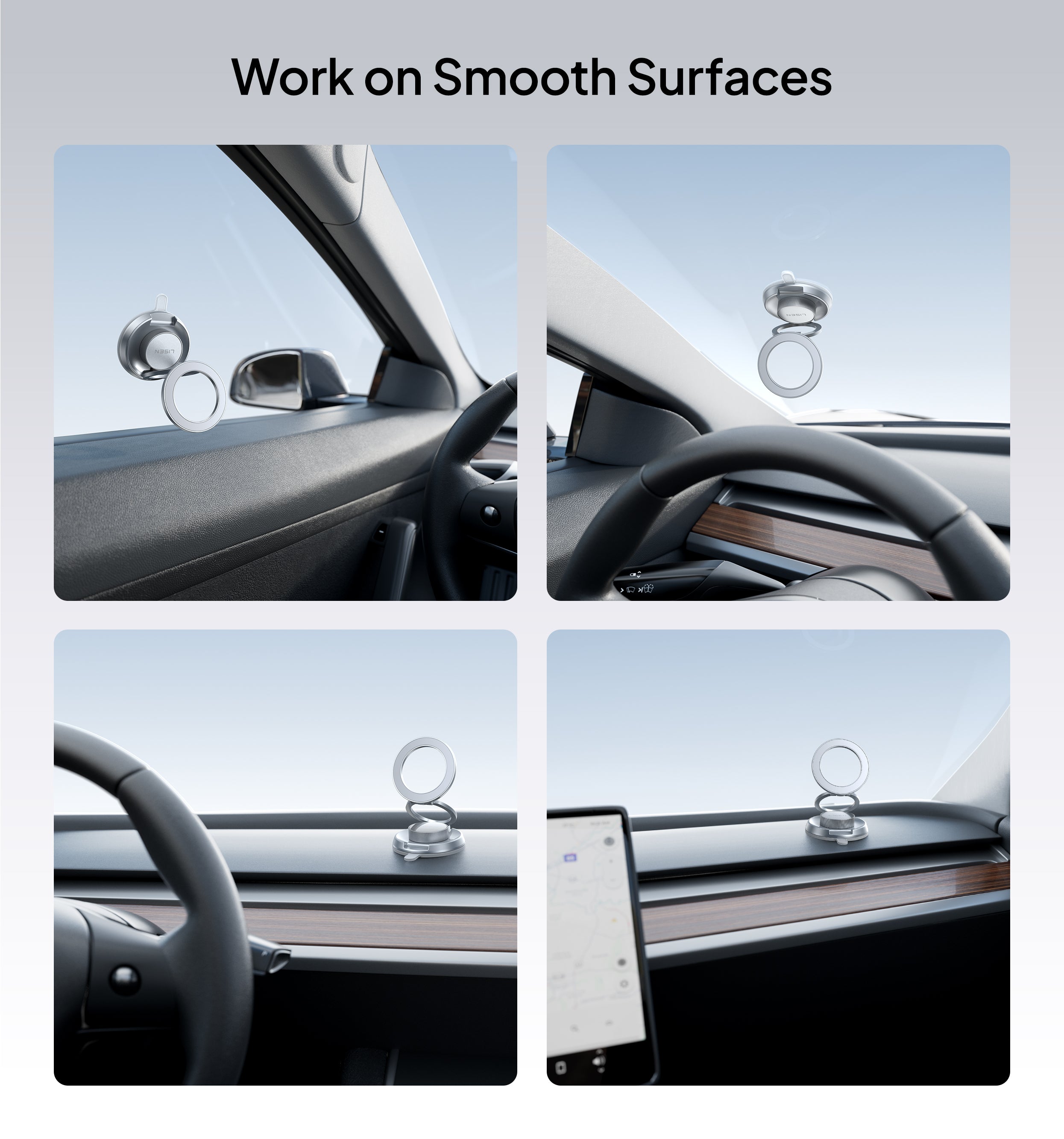 LISEN 360° Vacuum Suction MagSafe Car Mount
