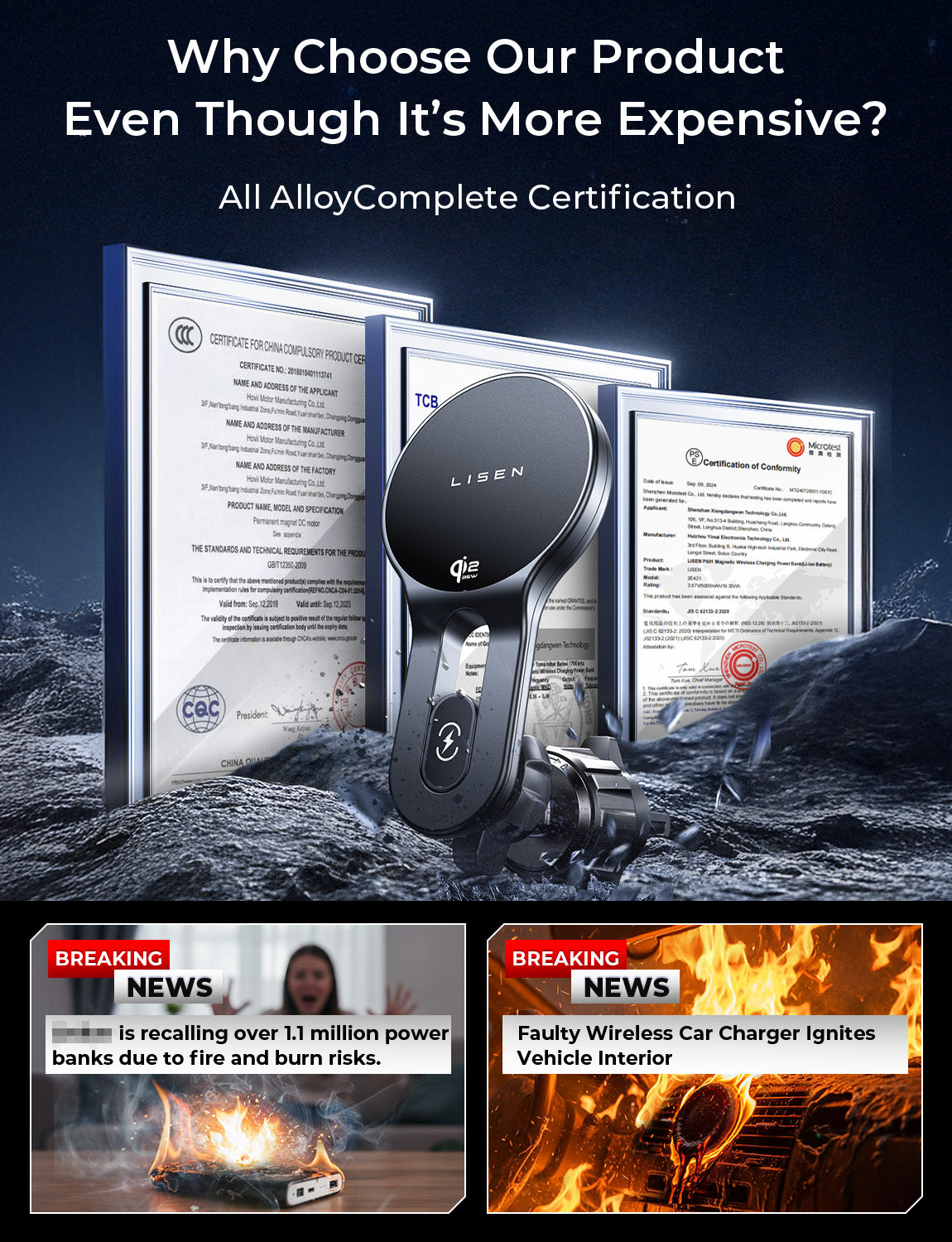 Lisen MagSafe カーマウント充電器