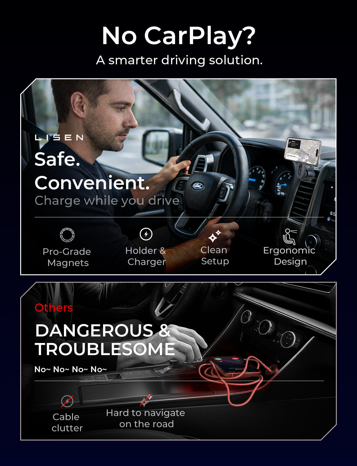 Lisen MagSafe カーマウント充電器