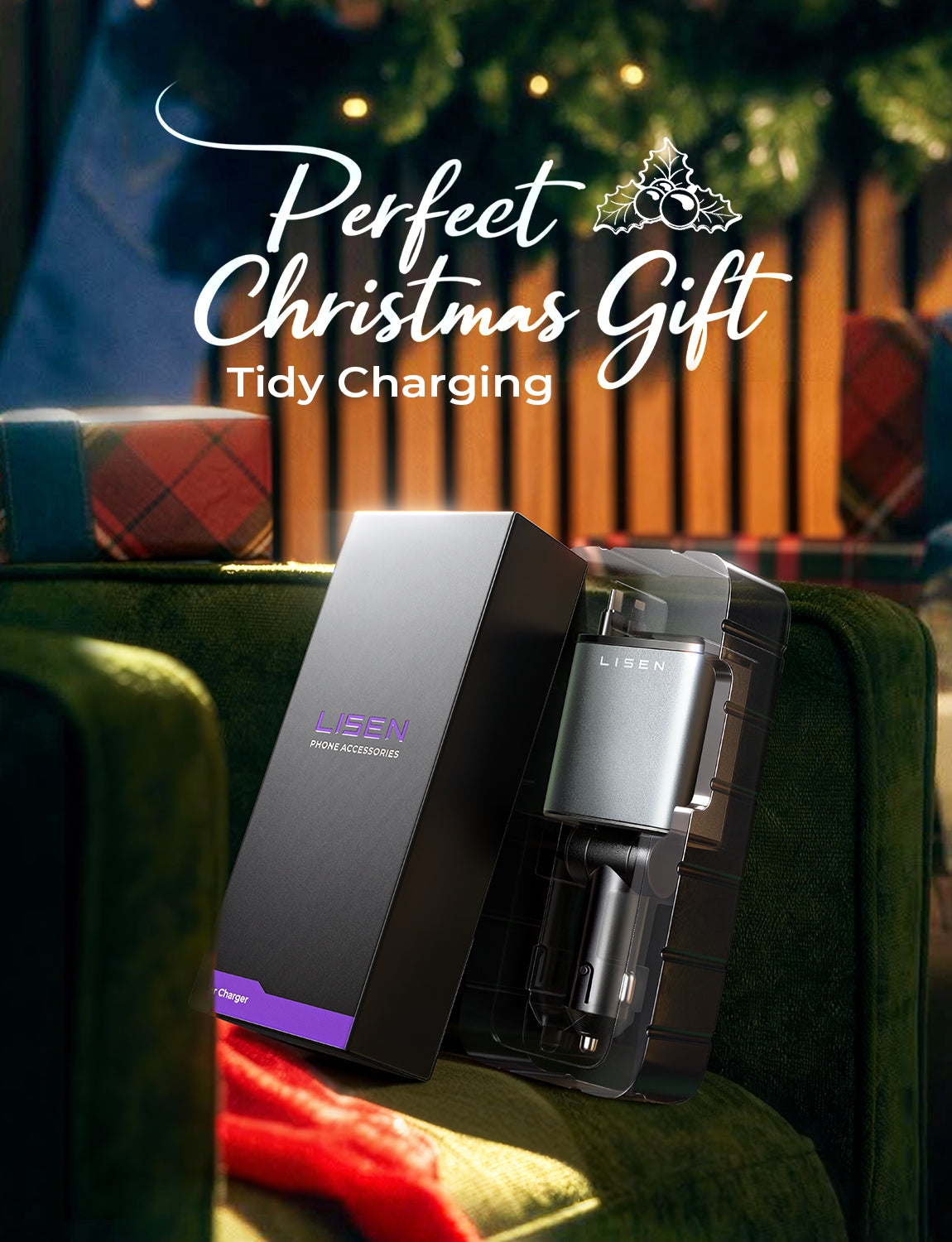 LISEN Einziehbares Autoladegerät, ideales Weihnachtsgeschenk für Männer und Frauen, 69-W-USB-C-Schnellladegerät für iPhone 17, Autozubehör für Autofahrer, kompatibel mit iPhone 17 Pro Max, Air, 16, 15, 14 Plus