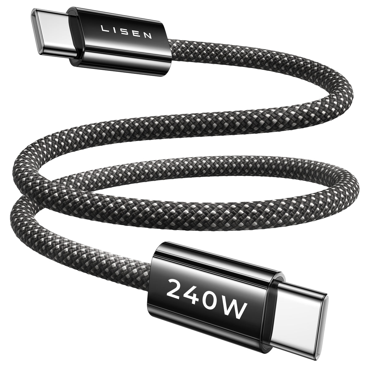 LISEN 240W Short USB C Cable, USB C to USB C Cable for iPhone 17 16 15 Pro Max iPad MacBook Pro Samsung S25, 0.5M/2 Pack/Black