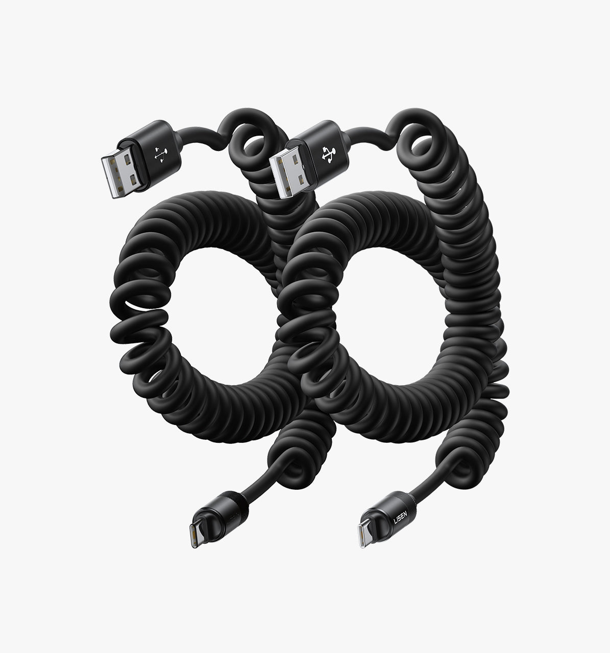 LISEN Coiled USB A to C Cable (2 Pack)
