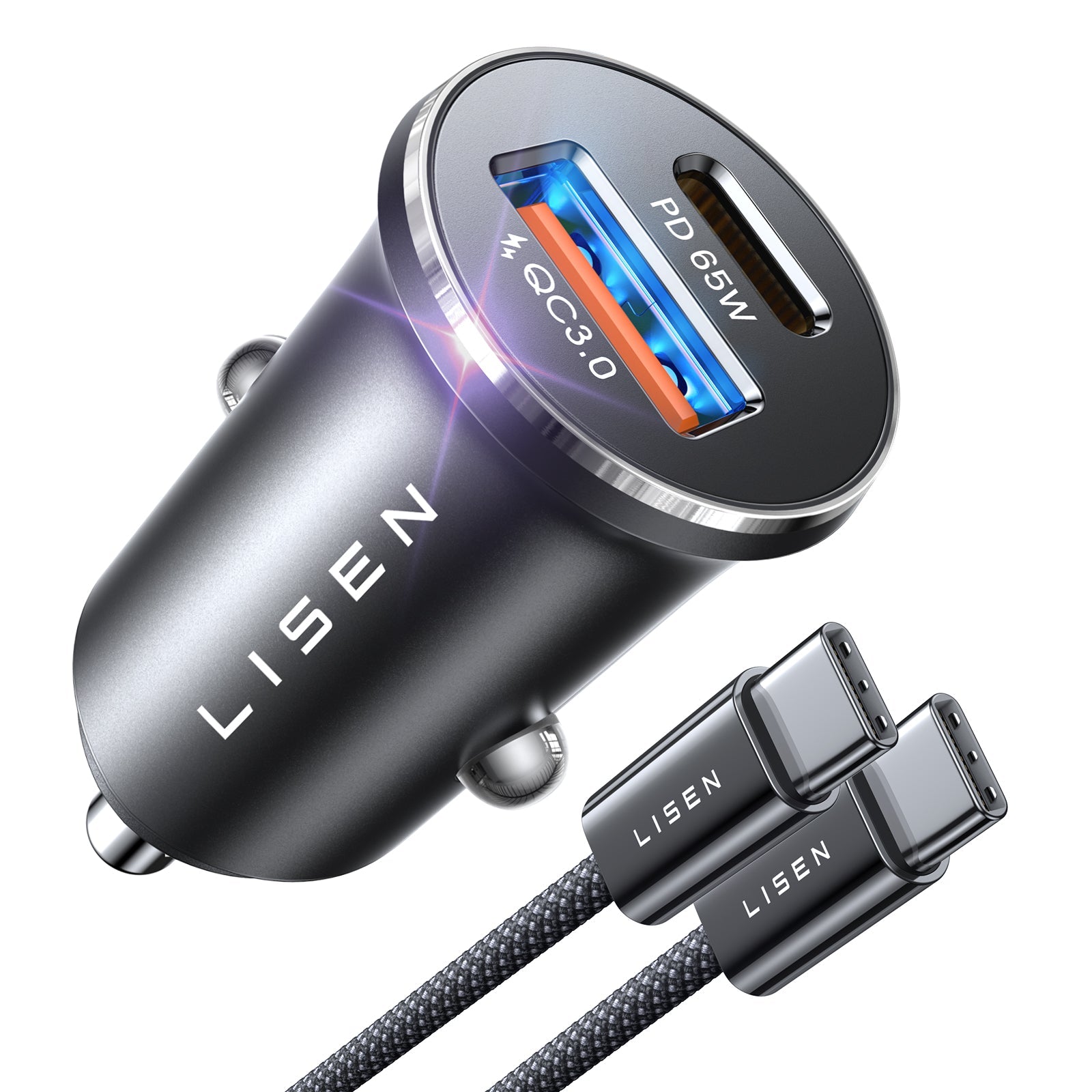 fastest cigarette lighter charger LISEN 95W USB C Car Charger Fast Charging